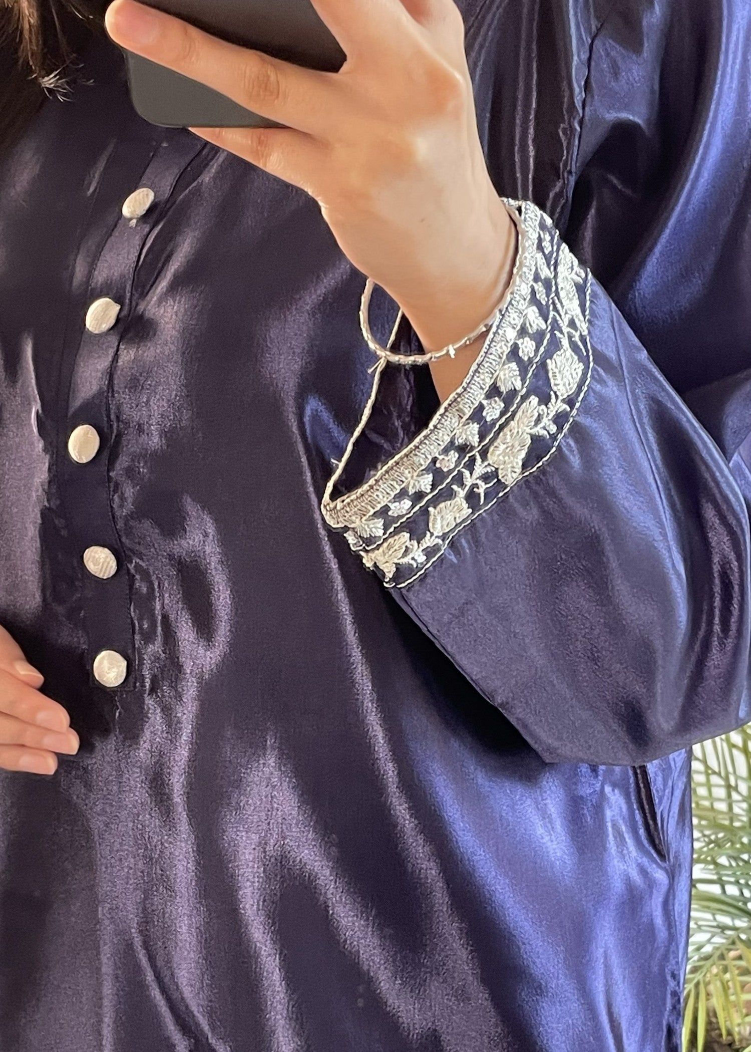silk Kurta Set in Navy blue