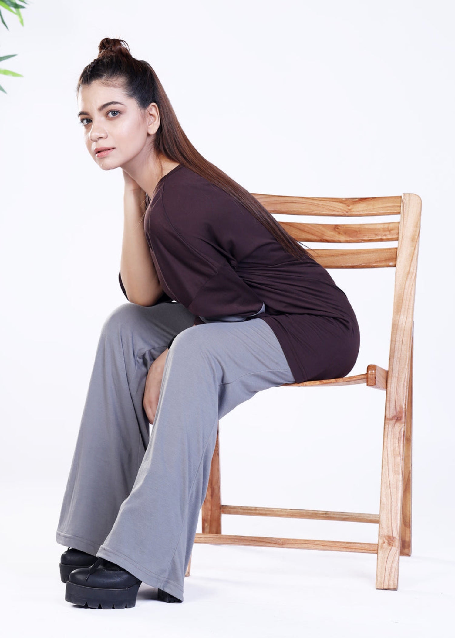 cotton jersey Co Ord Sets in Grey, walnut brown