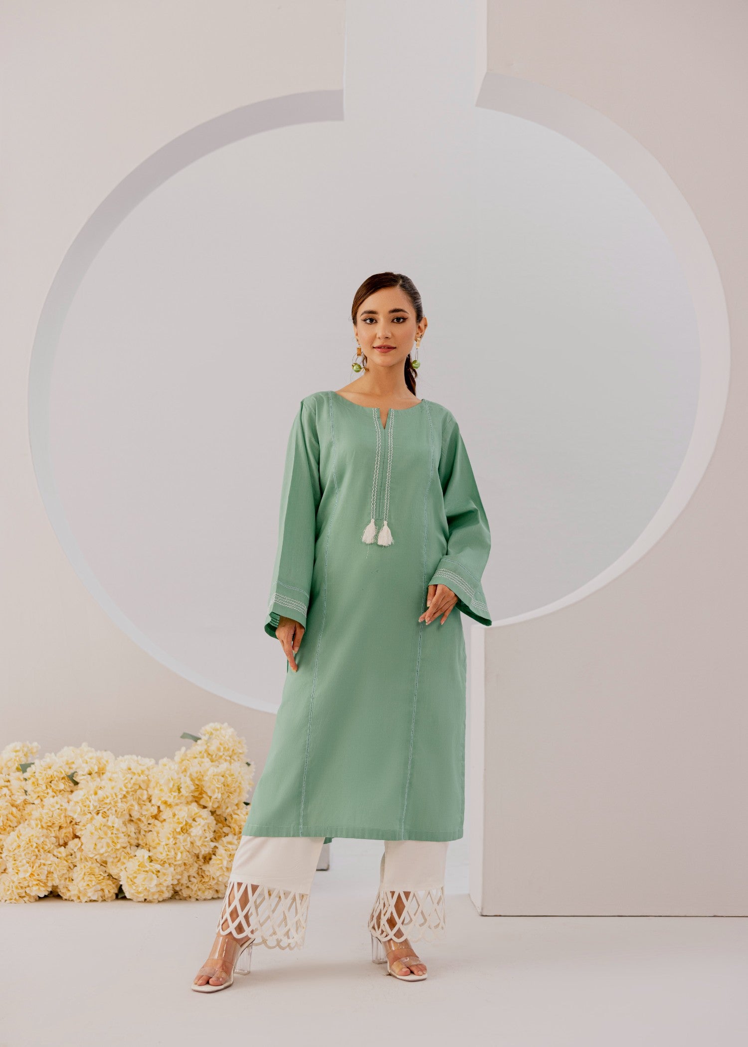 cotton Kurti in Pastel green