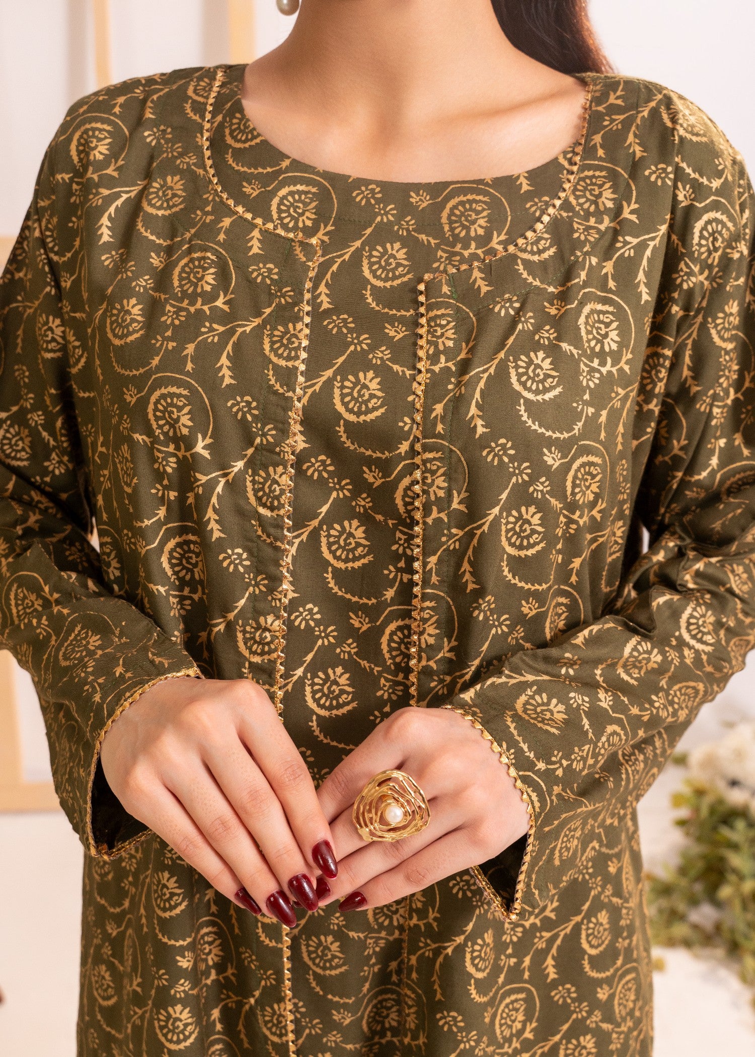 linen Gown in Army green