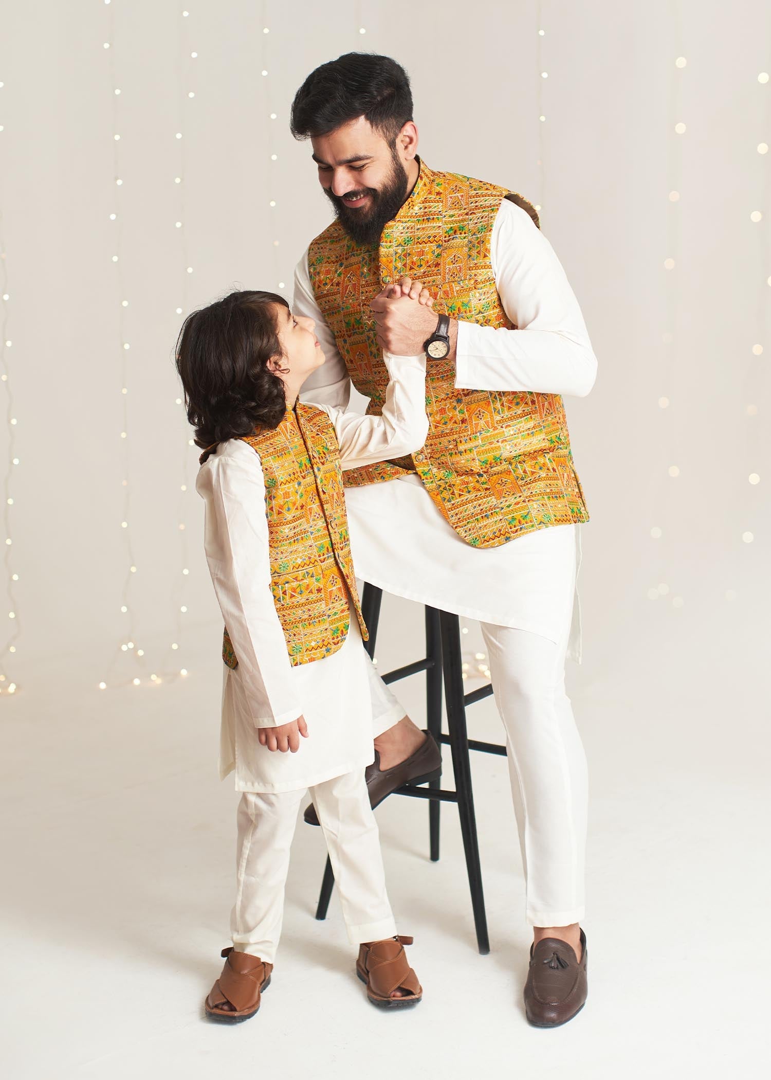 raw silk Waistcoat in Mustard
