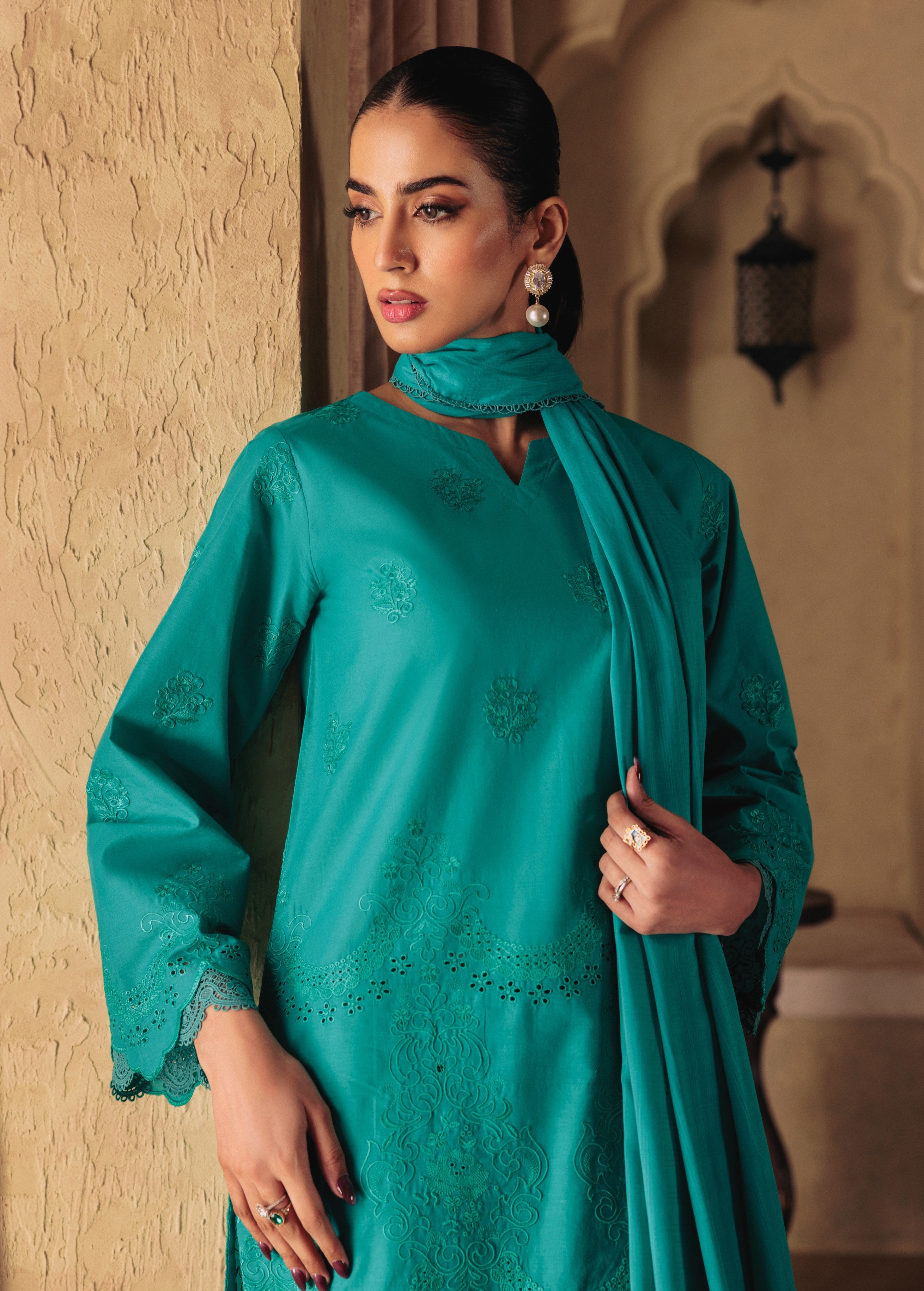 lawn Kurta Set in Sea green
