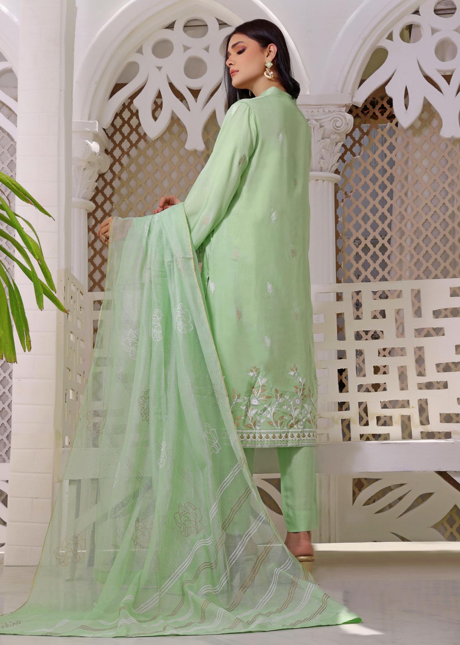silk Unstitched in Apple green