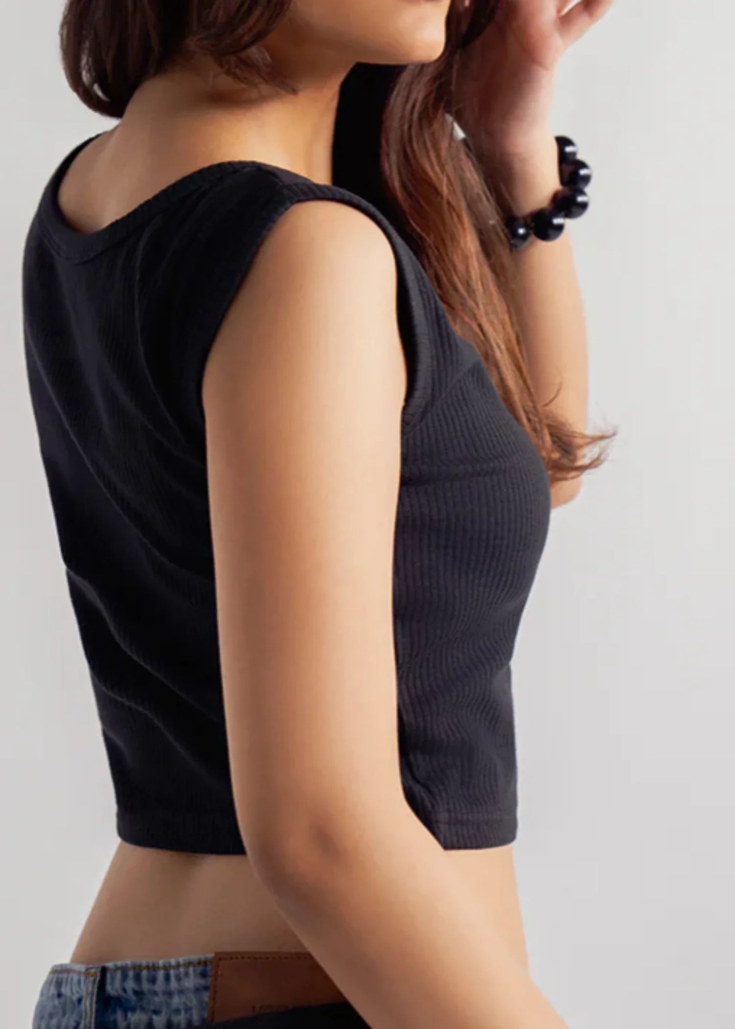 cotton jersey Top in Black
