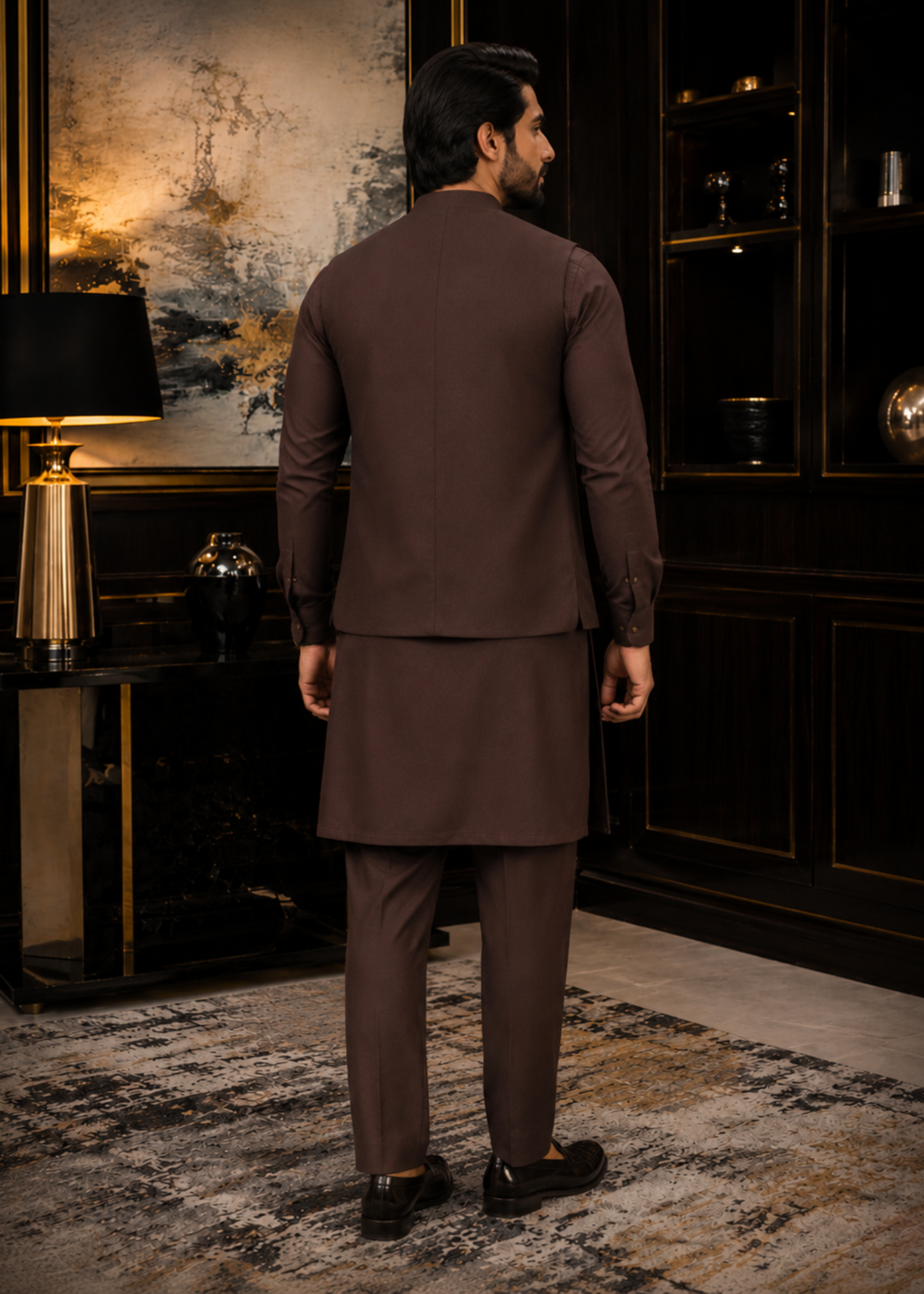 wash & wear Waistcoat in Raisin