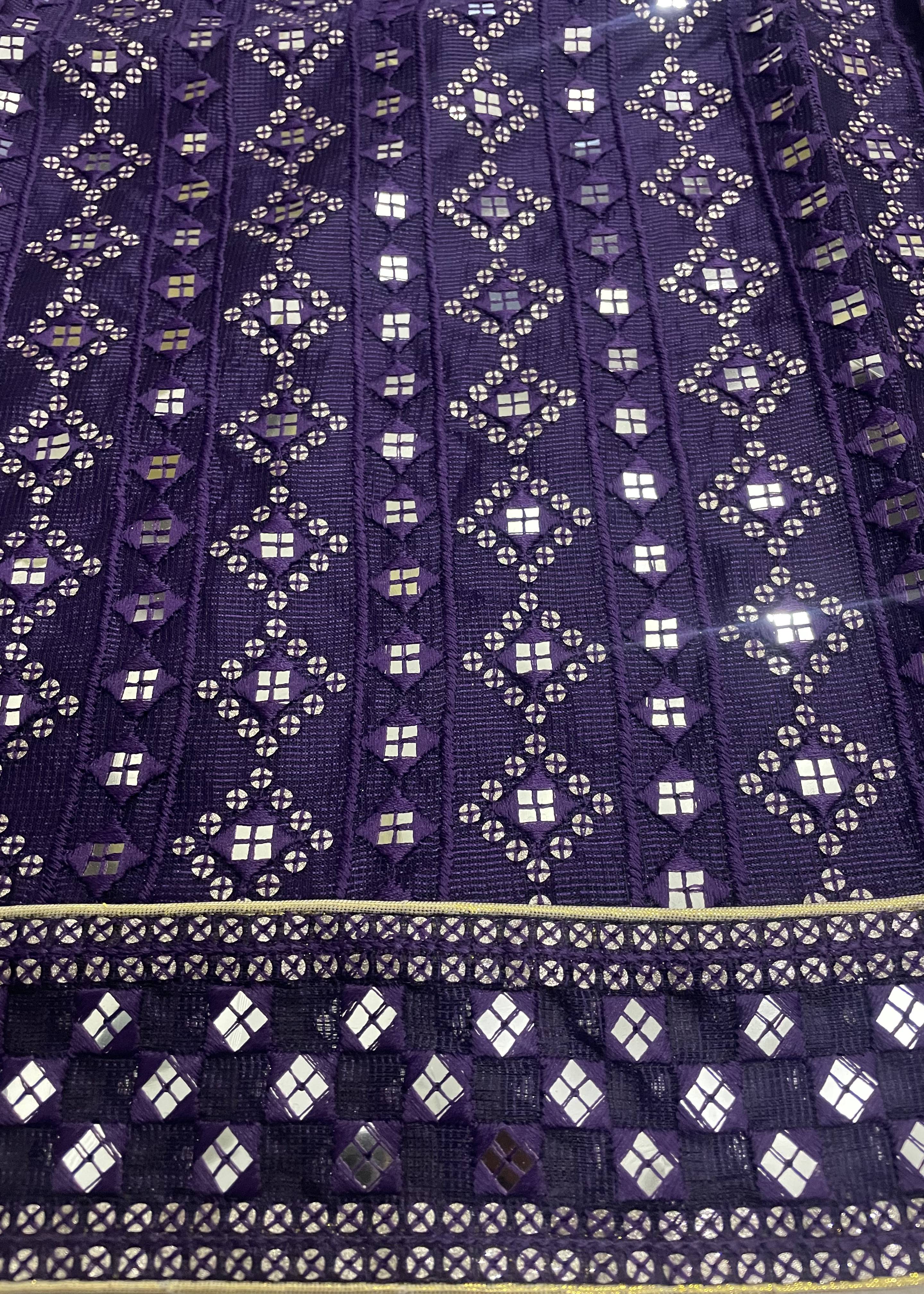 khaddi net Kurta Set in Deep purple