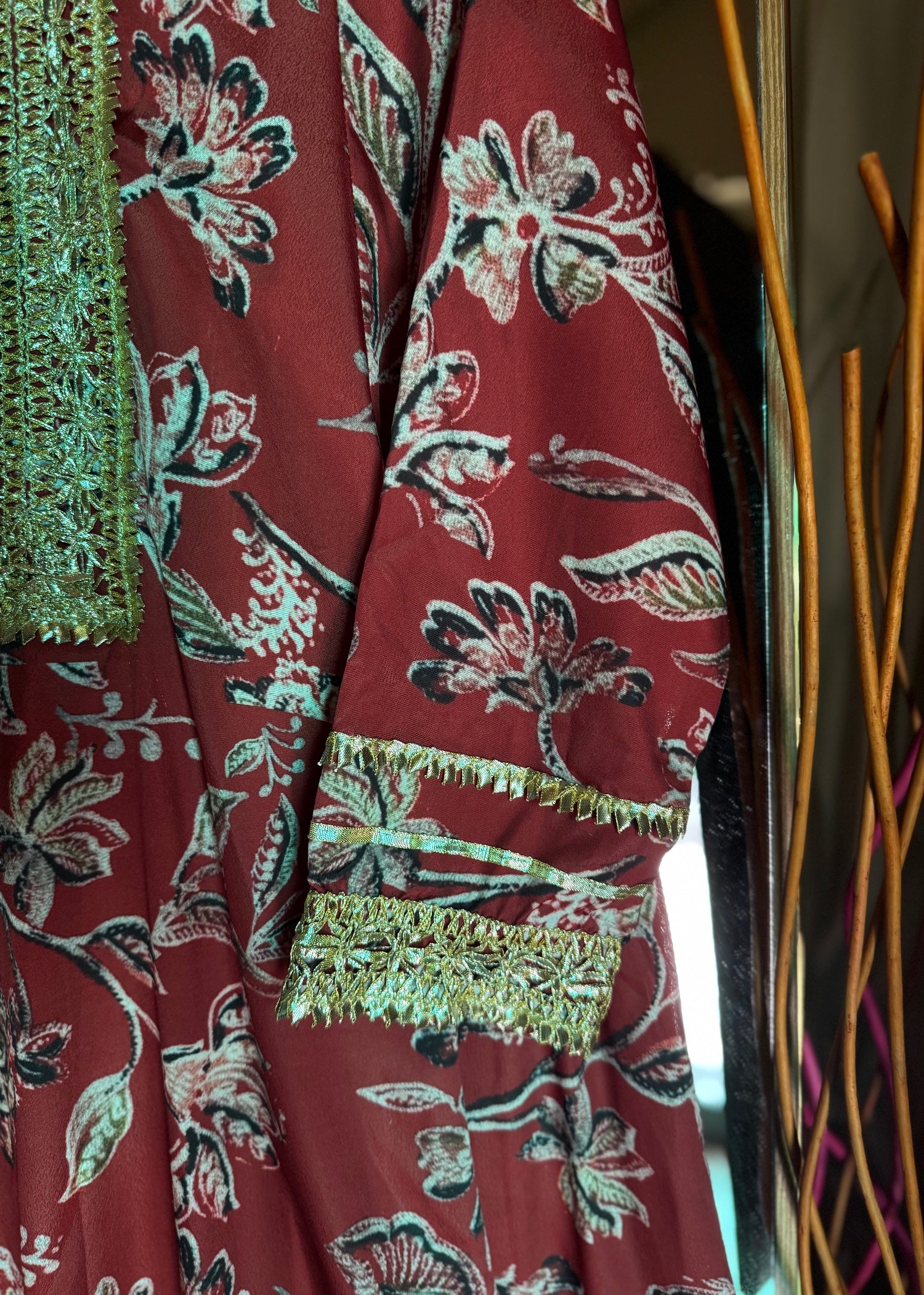 crepe silk Anarkali in Mahogany