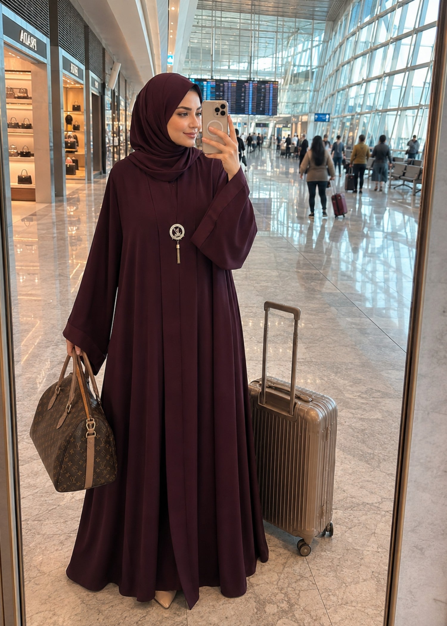 nidha Abaya in Burgundy