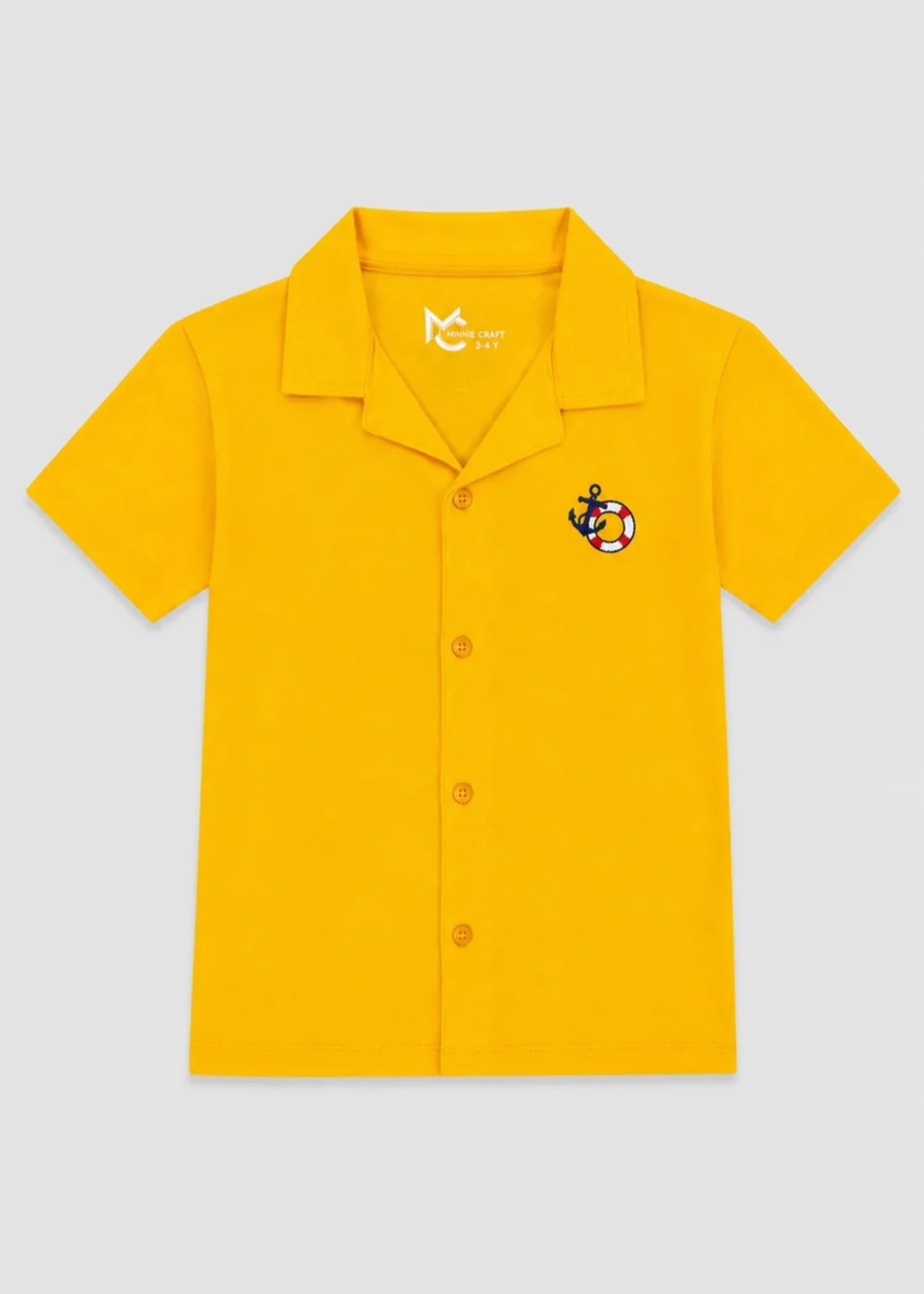 cotton pique Casual Shirt in Mustard