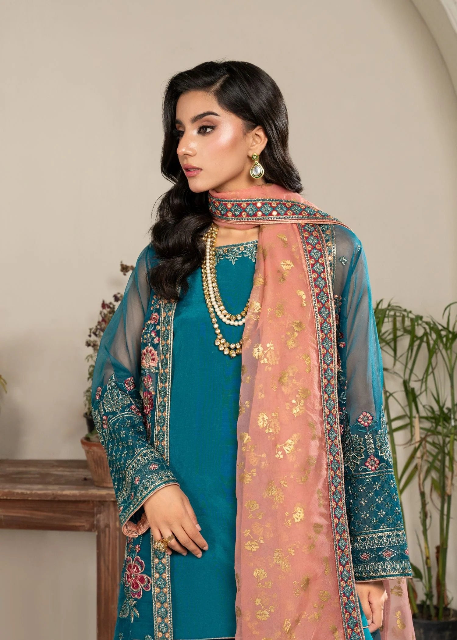 organza Sharara in Teal