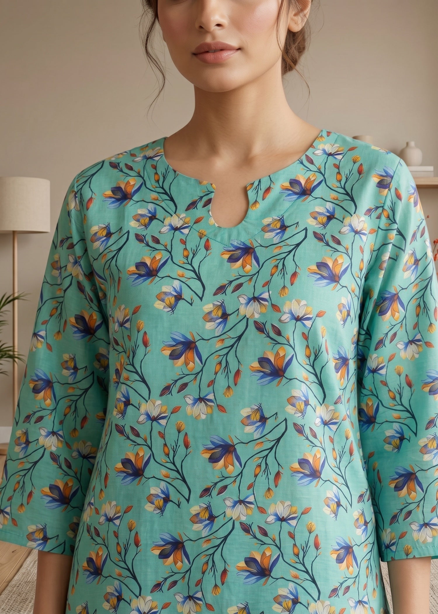 lawn cotton Kurti in Electric blue