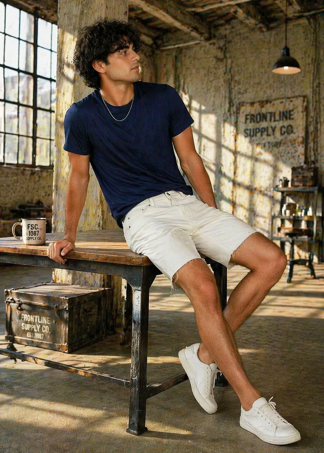 denim Shorts in Off-white