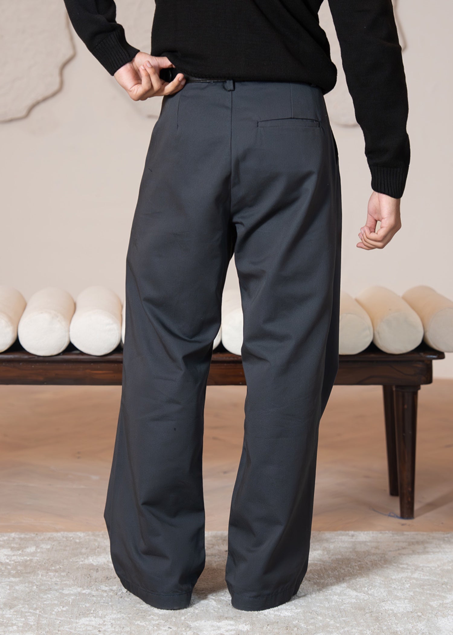 twill cotton Pants in Dark grey