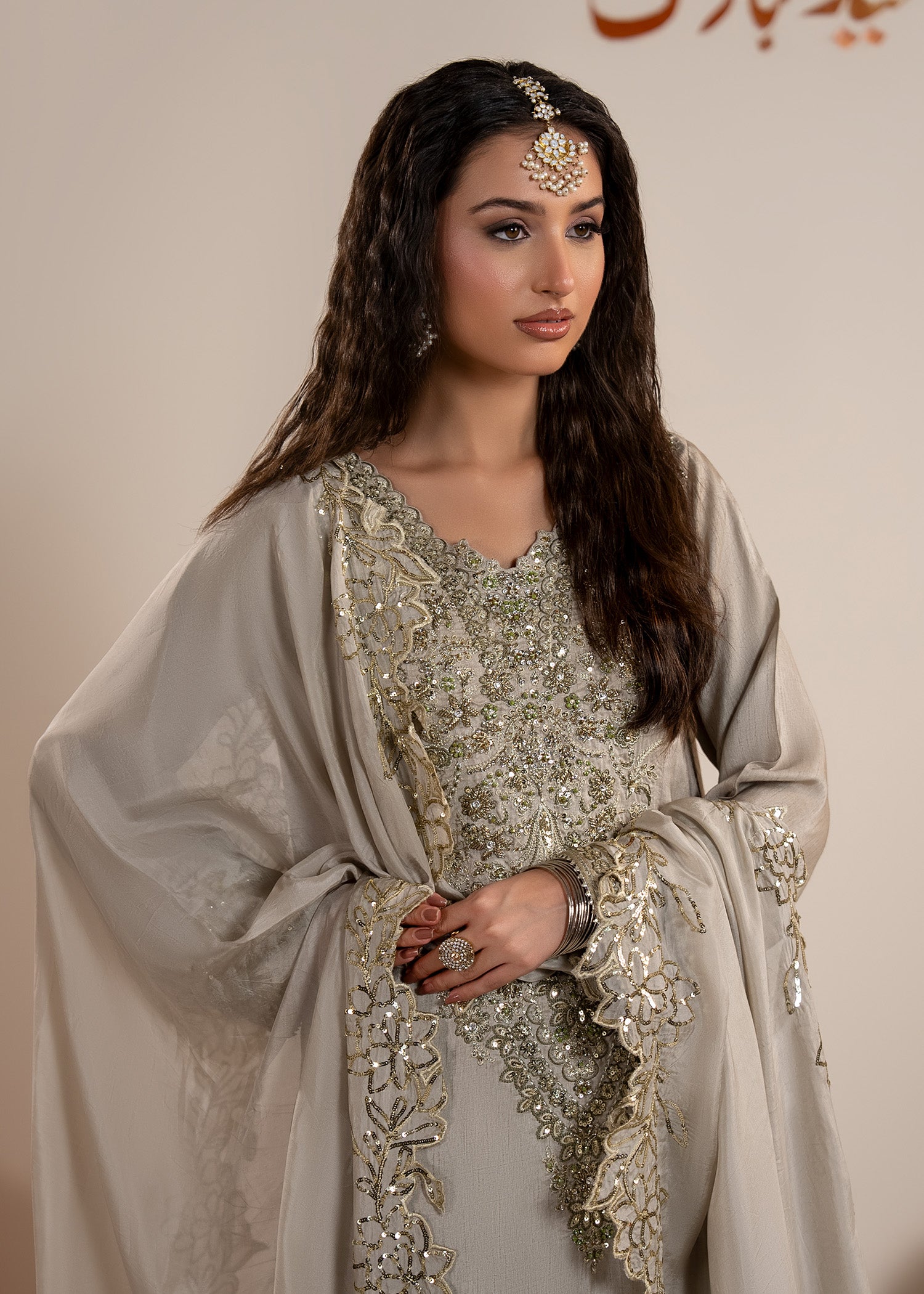 raw silk Sharara in Grey