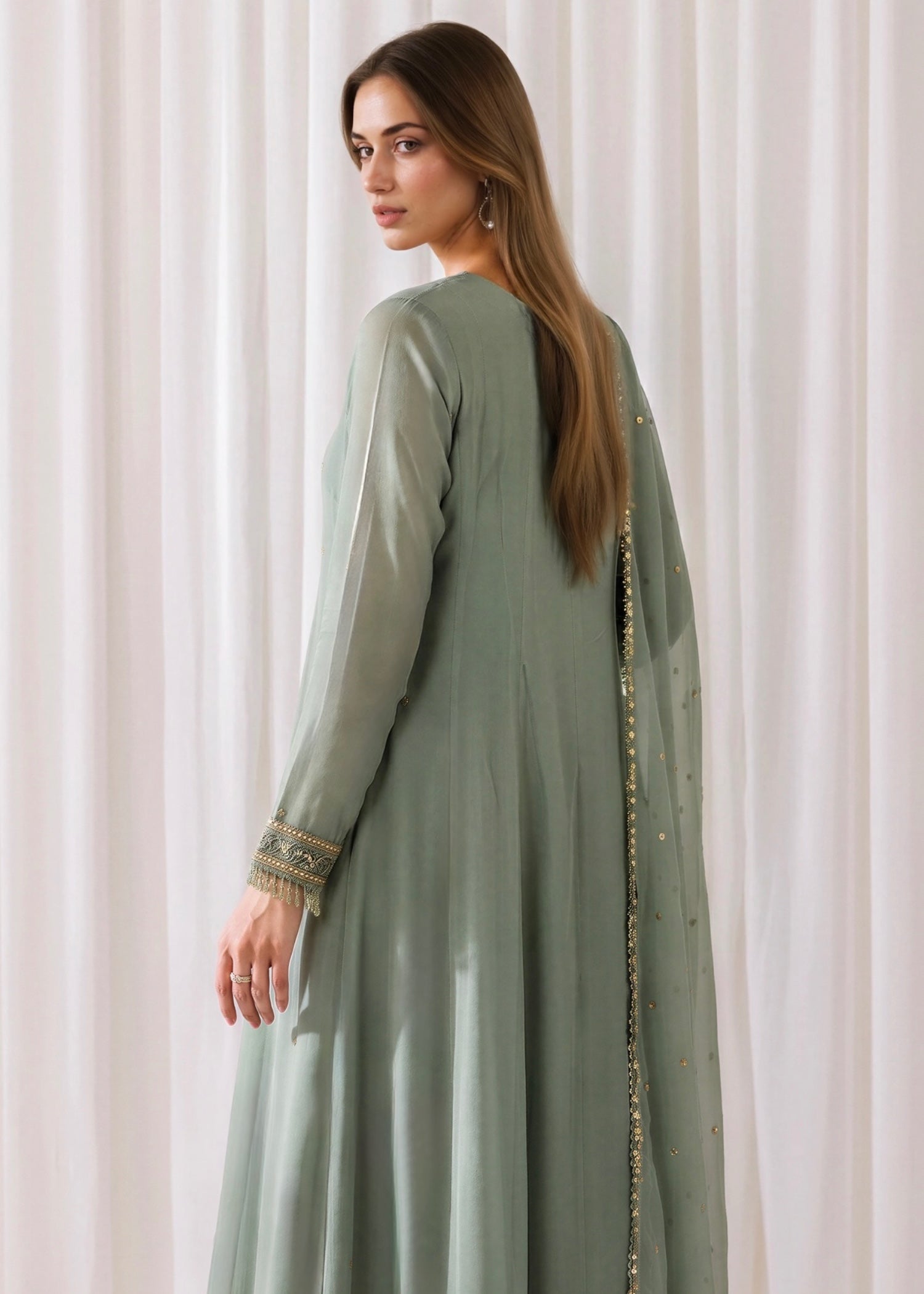 chiffon Maxi in Moss green