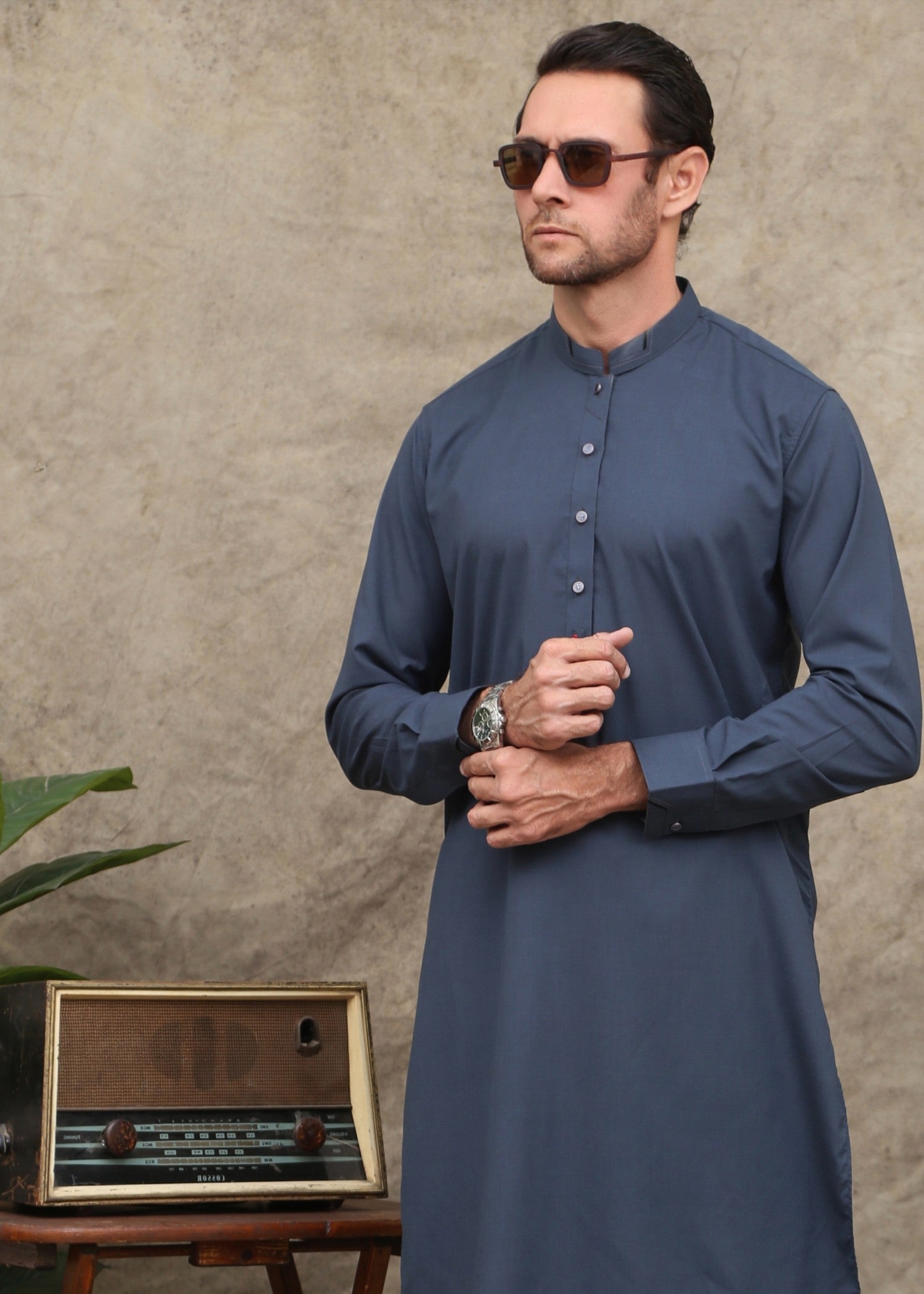 wash & wear Shalwar Kameez in Yale blue by Maqsood Garments