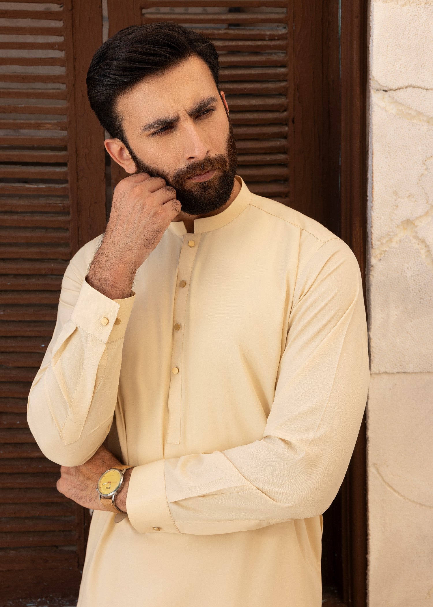 wash & wear Shalwar Kameez in Buttercream