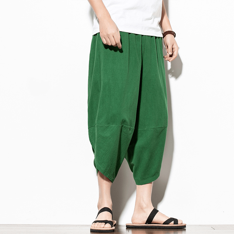 Summer New Loose Carrot Pants - Casual Wide Leg, Chinese Style Men's Harem Pants in Cotton Linen