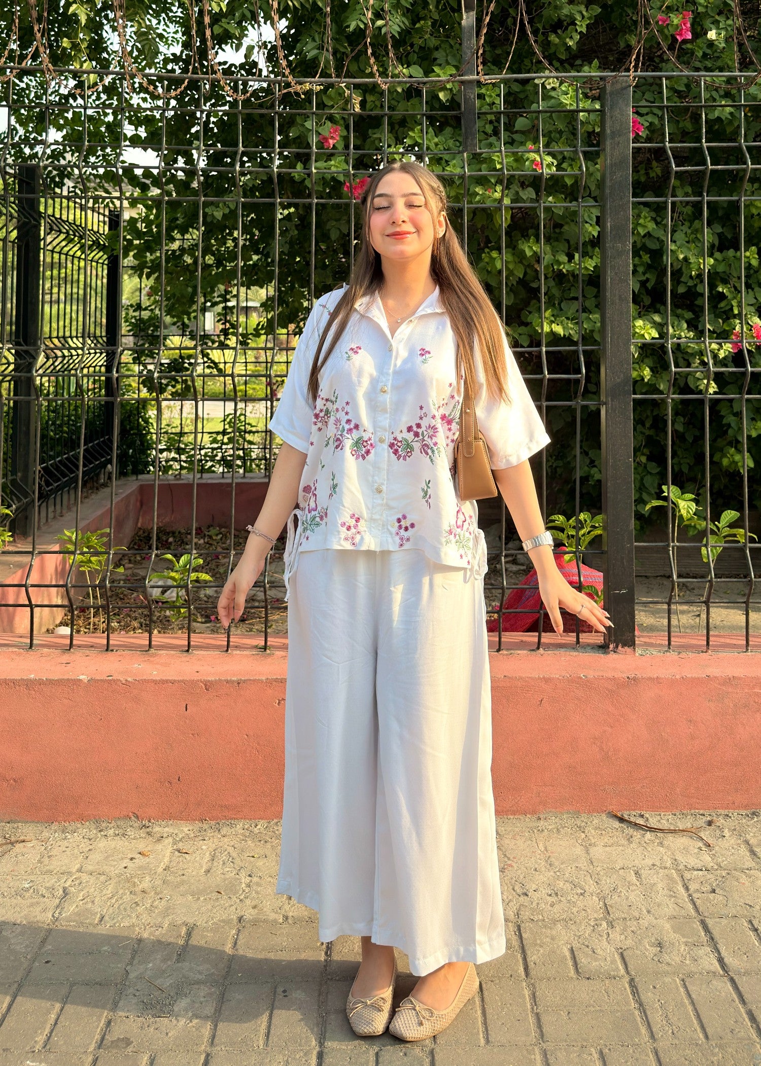cambric cotton Co Ord Sets in White