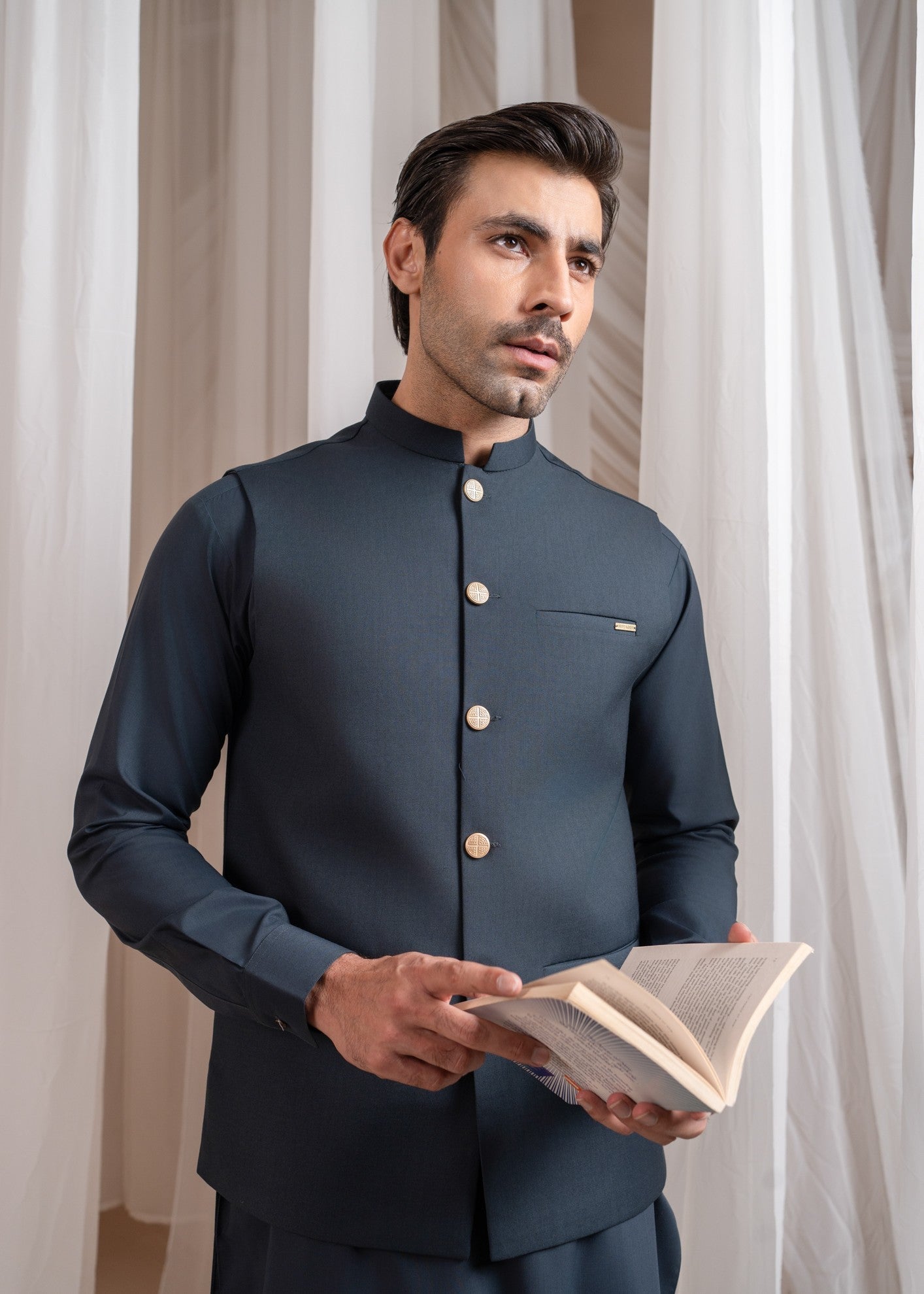 wash & wear Waistcoat in Charcoal by Muraqsh