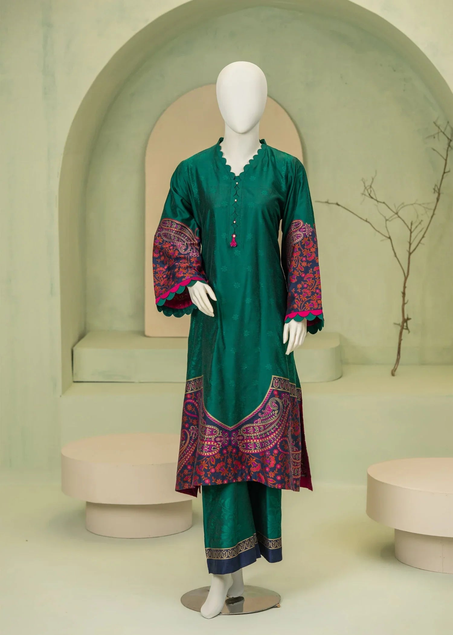 viscose Kurta Set in Green