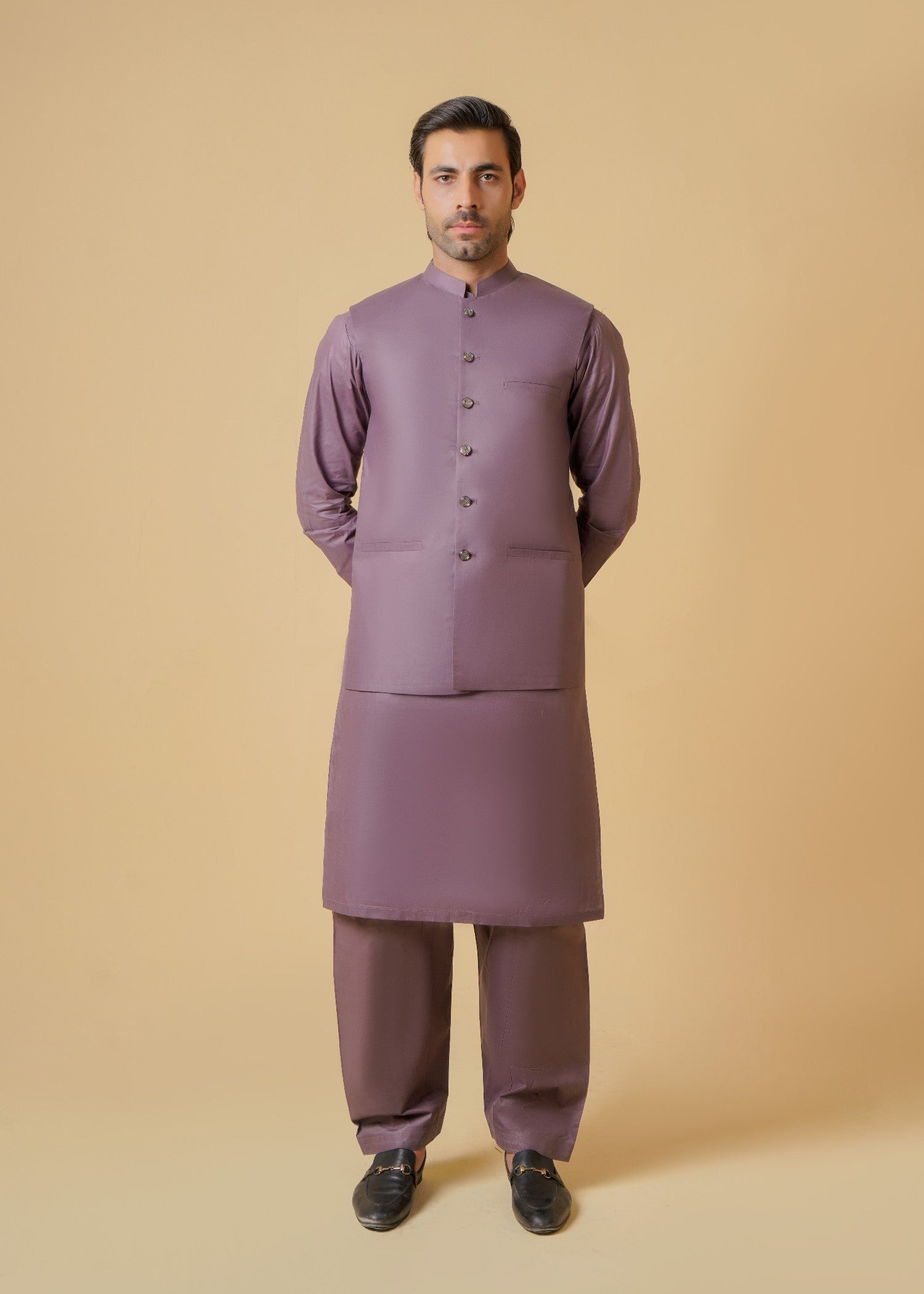 wash & wear Waistcoat in Mauve