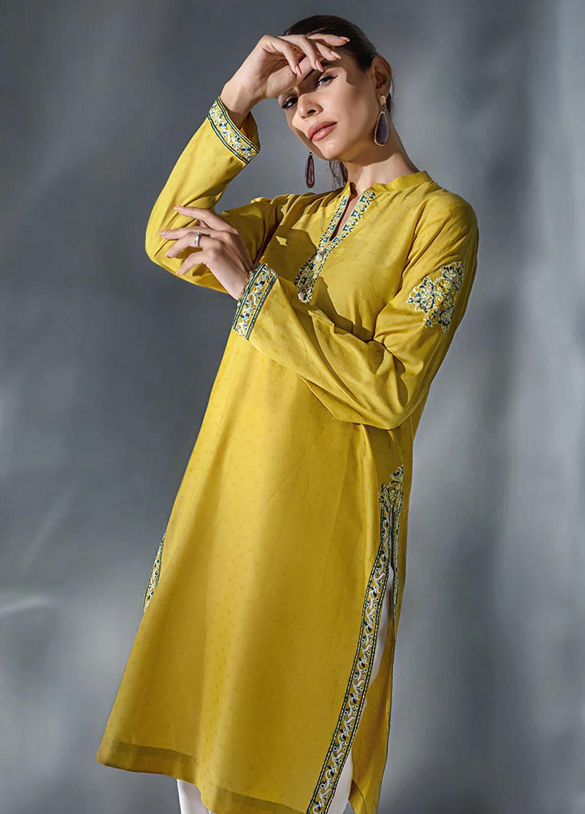 lawn Kurti in Mellow yellow