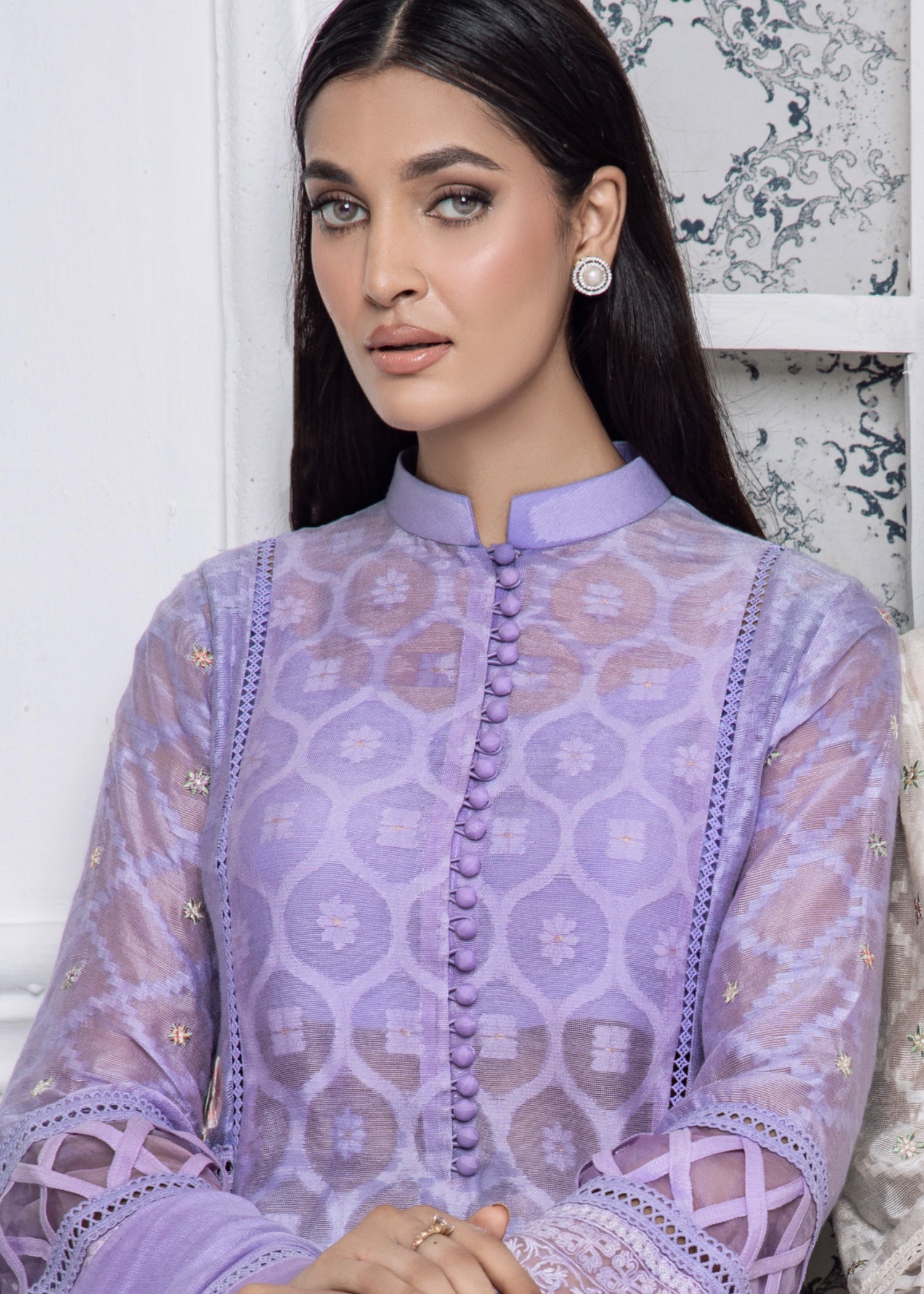 organza Kurti in Bright lavender