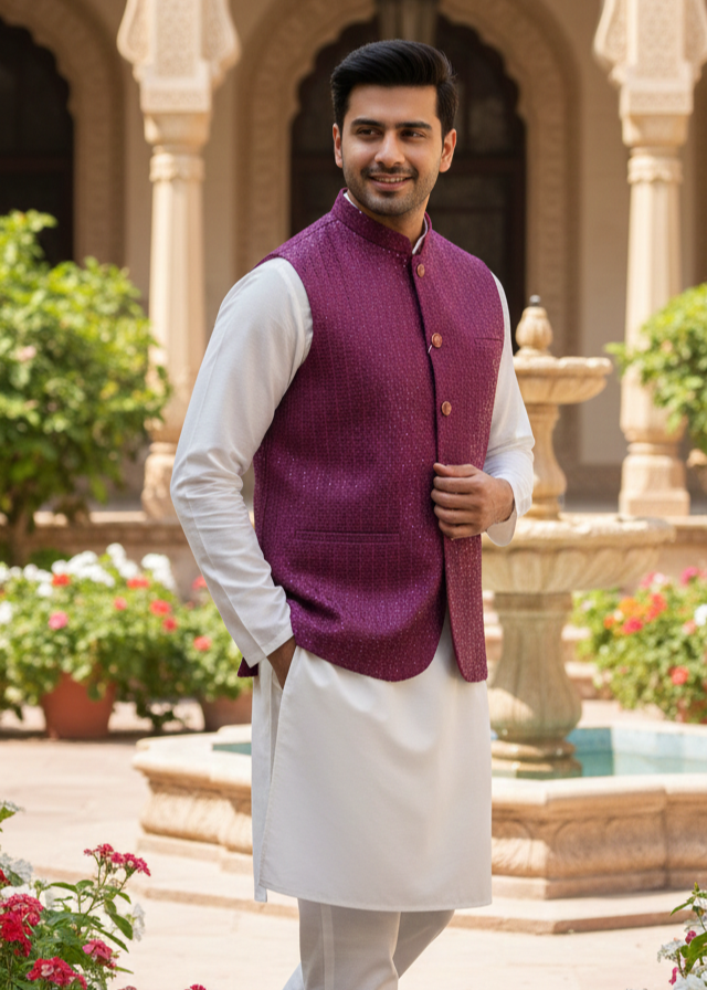 silk Waistcoat in Purple
