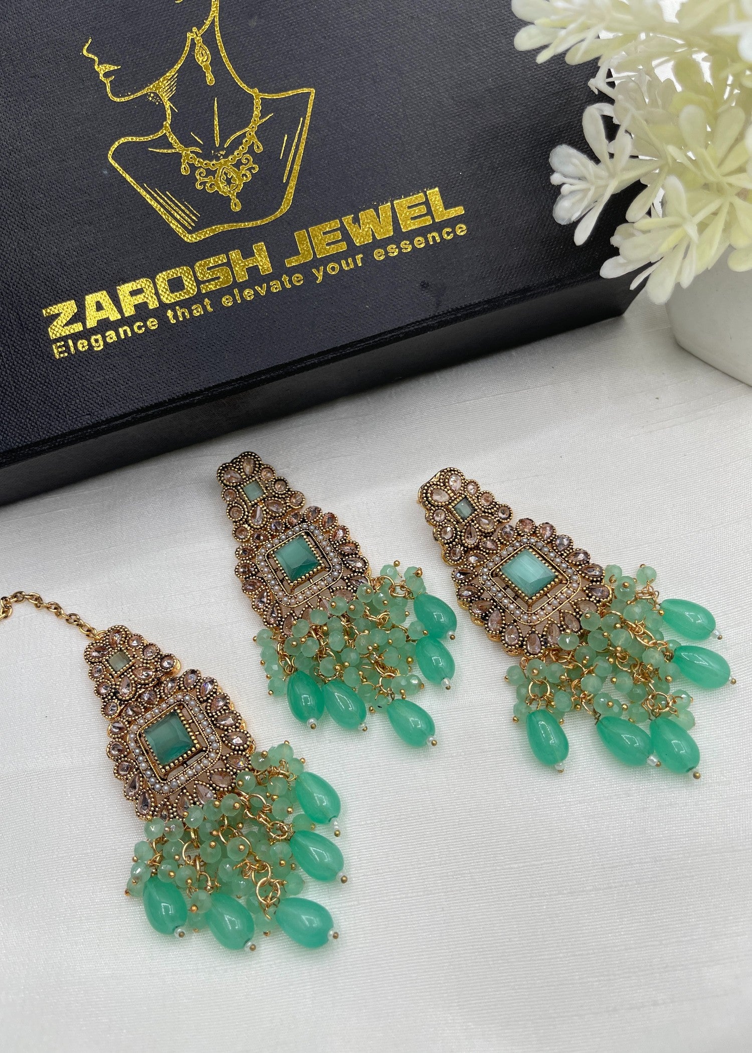 Jewelry Set in Mint green Color by - Trendy Women Jewelry Set TAU9756