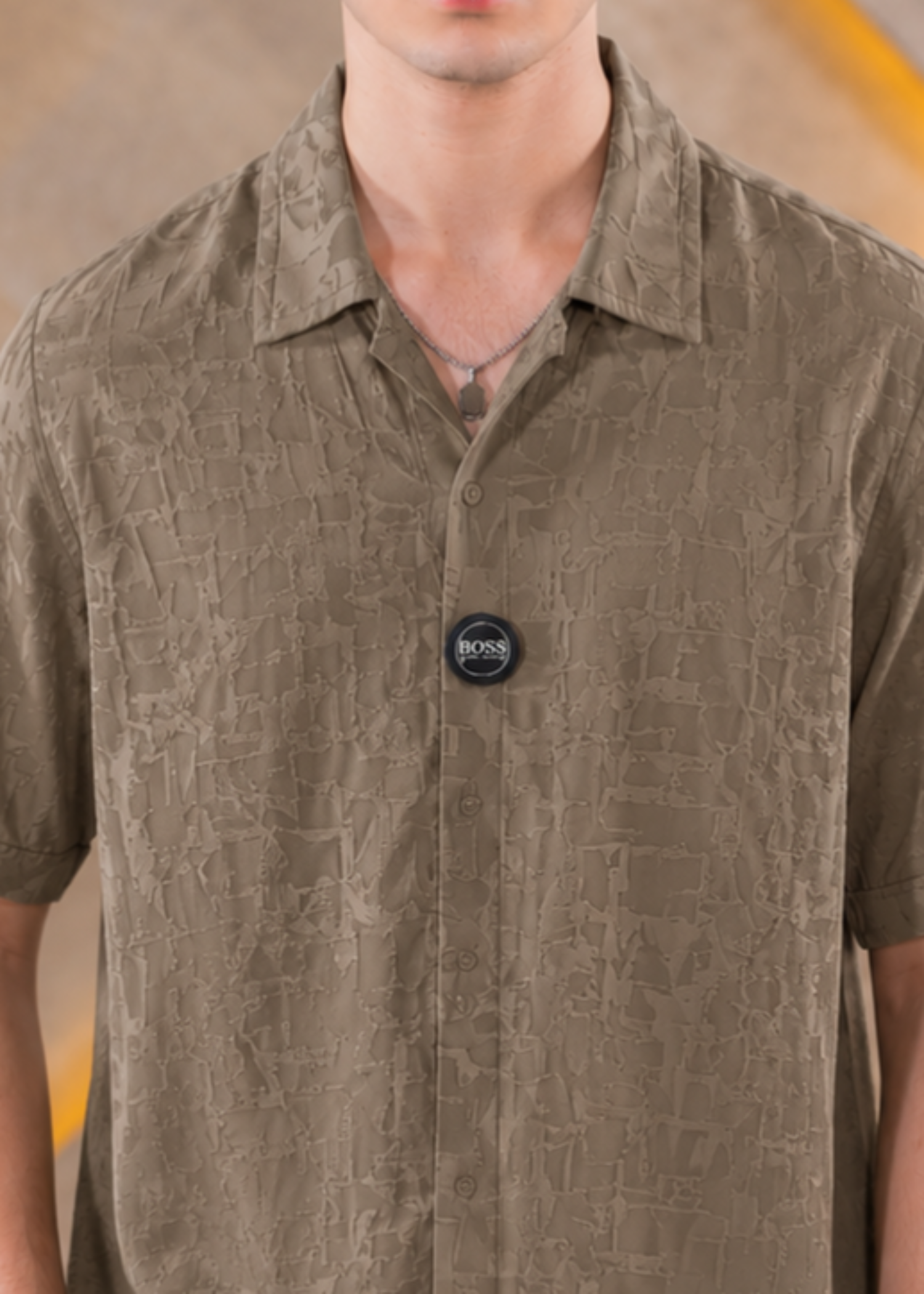 cotton Casual Shirt in Khaki brown