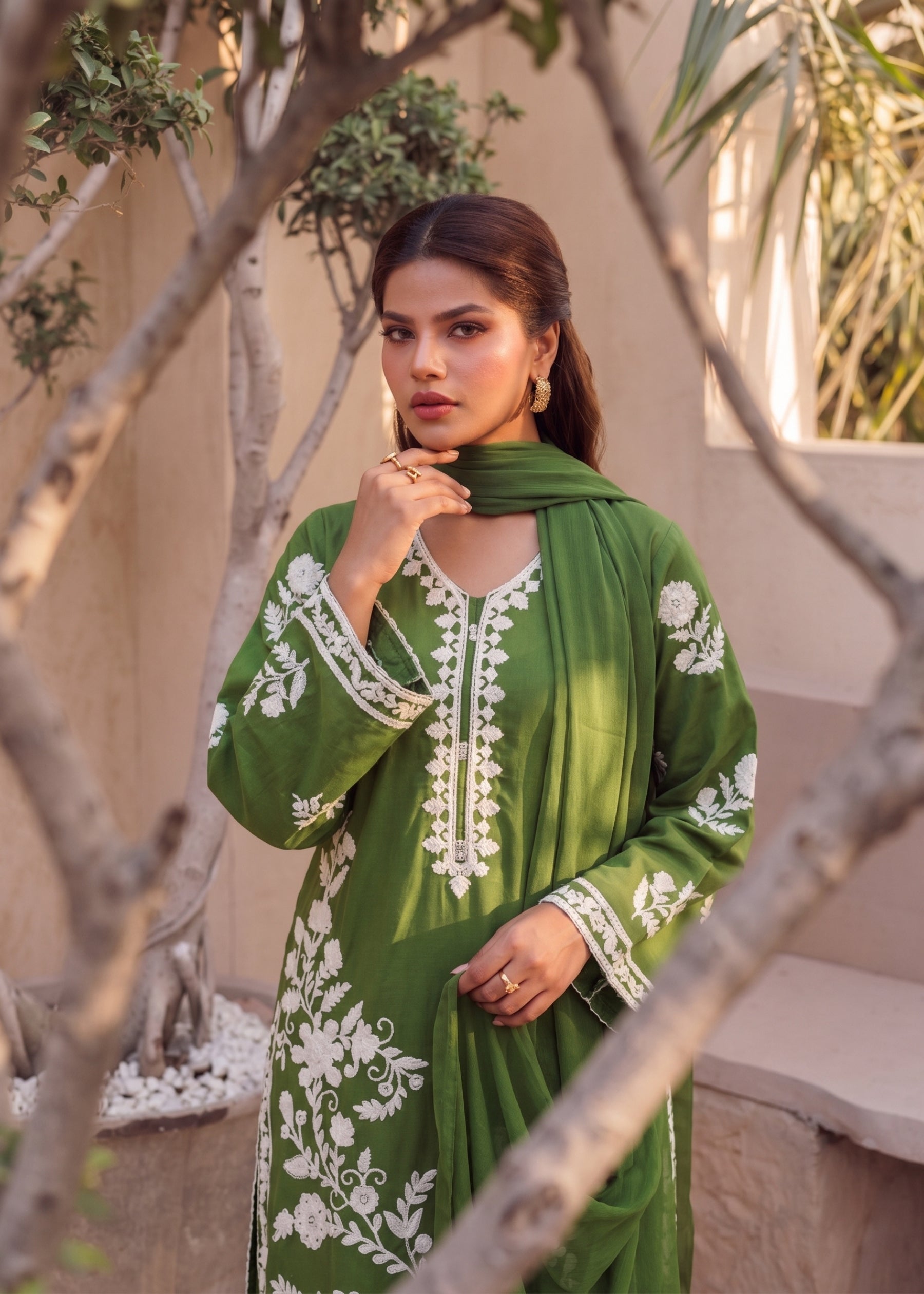 linen Kurta Set in Sea green