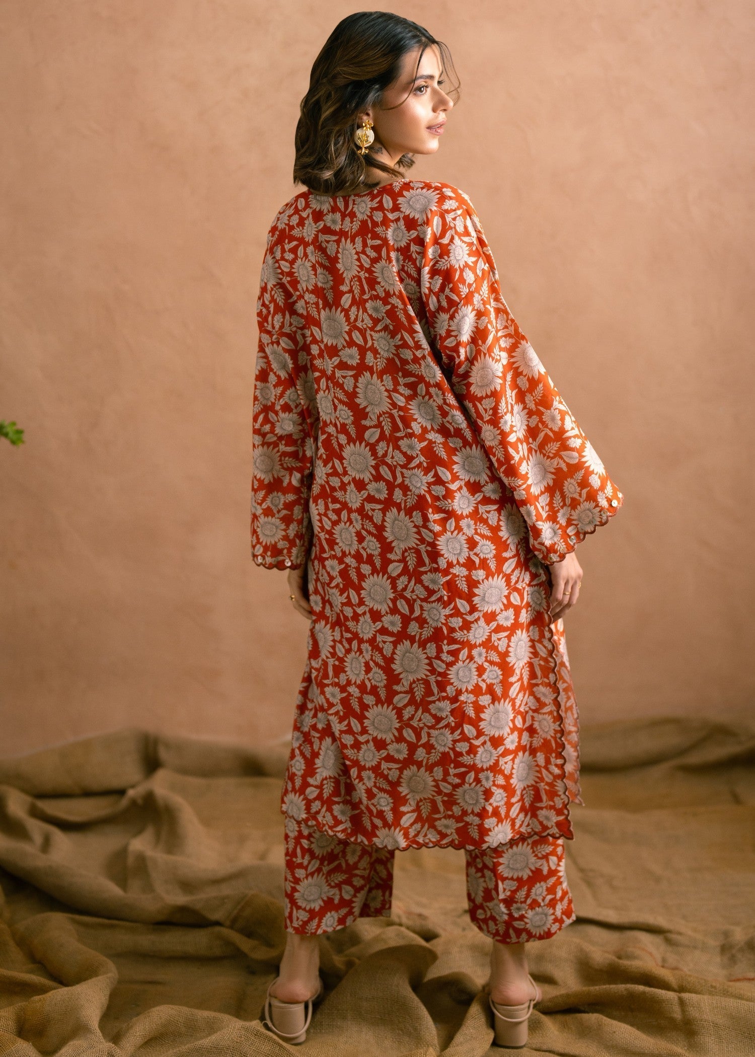 poly viscose Co Ord Sets in Orange