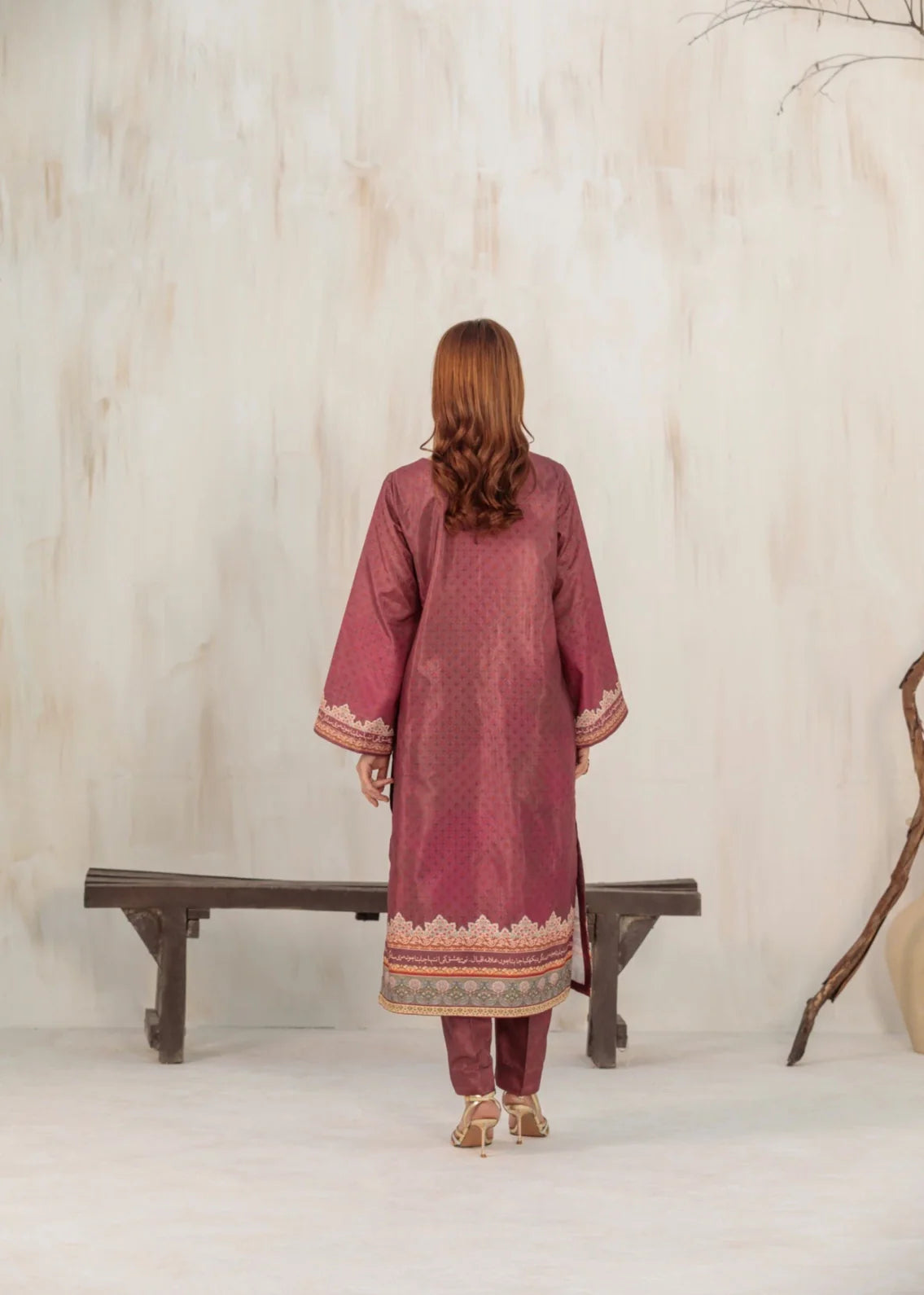 viscose raw silk Kurta Set in Mauve