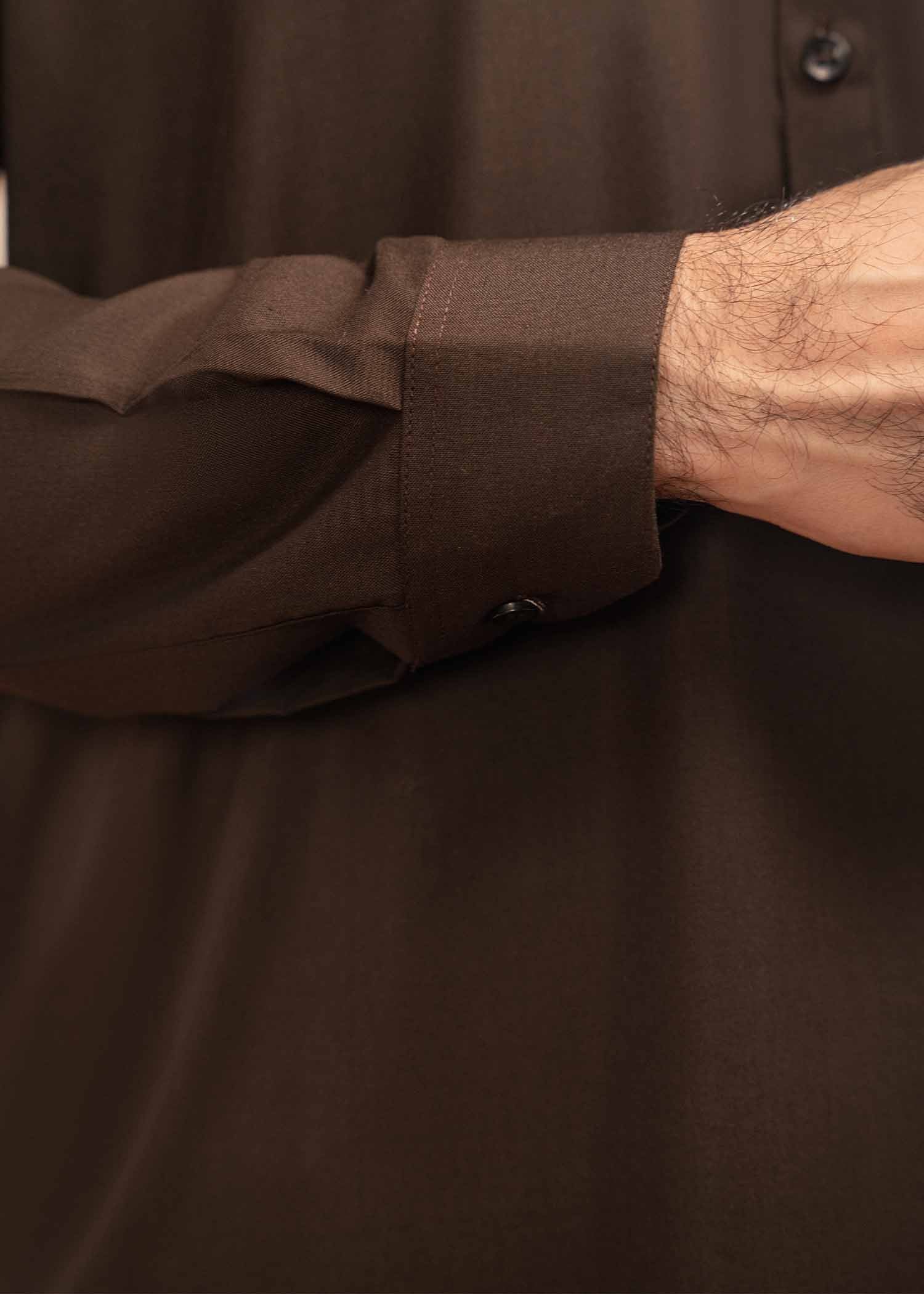 wash & wear Shalwar Kameez in Dark brown - view 7