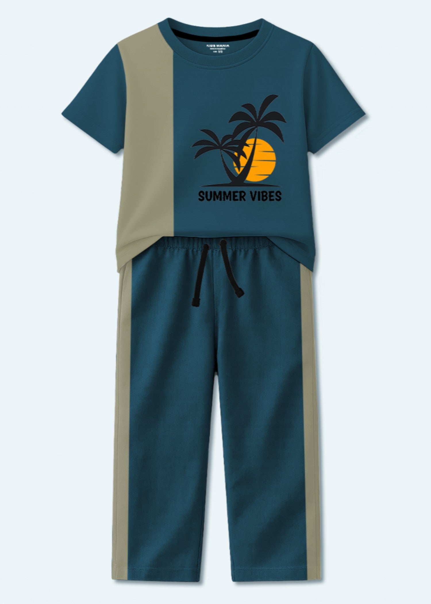 cotton Tracksuit in Teal, beige