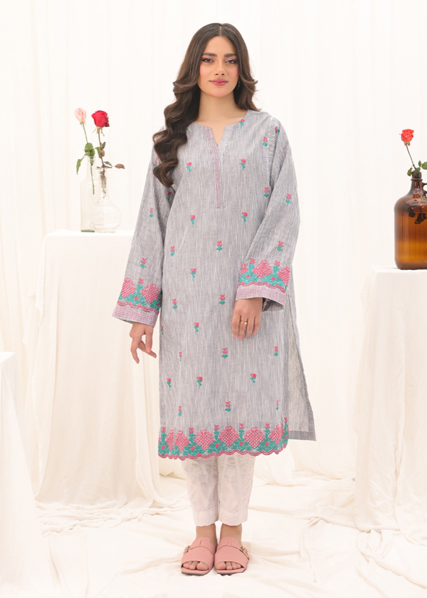 yarn dyed Kurti in Grey