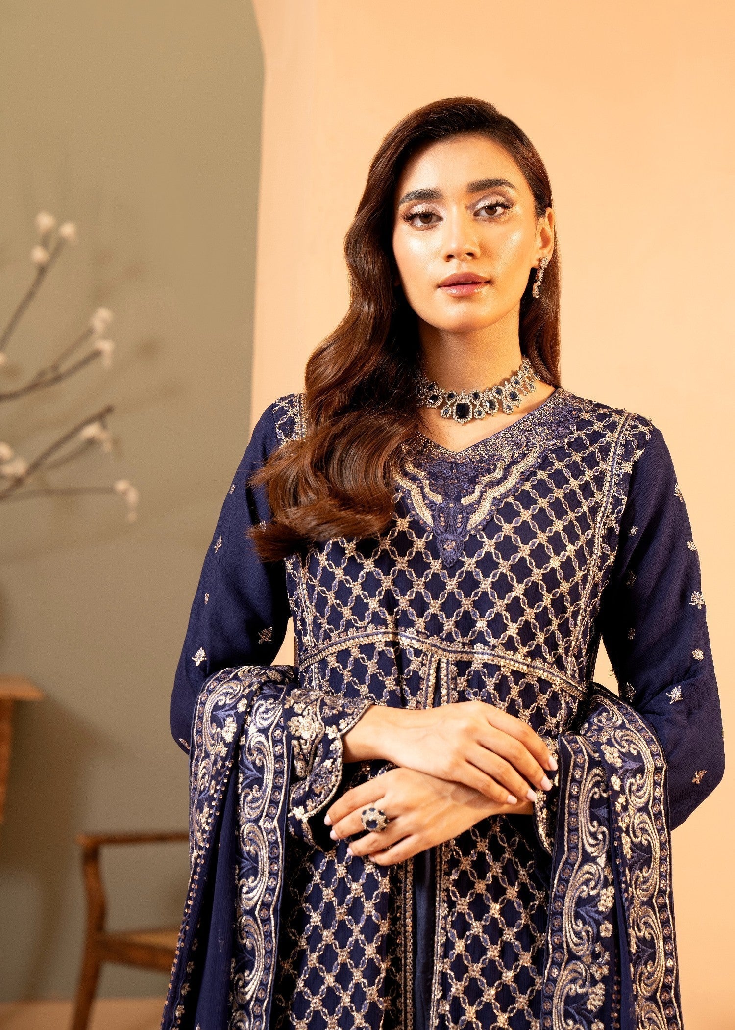 chiffon Maxi in Dark blue