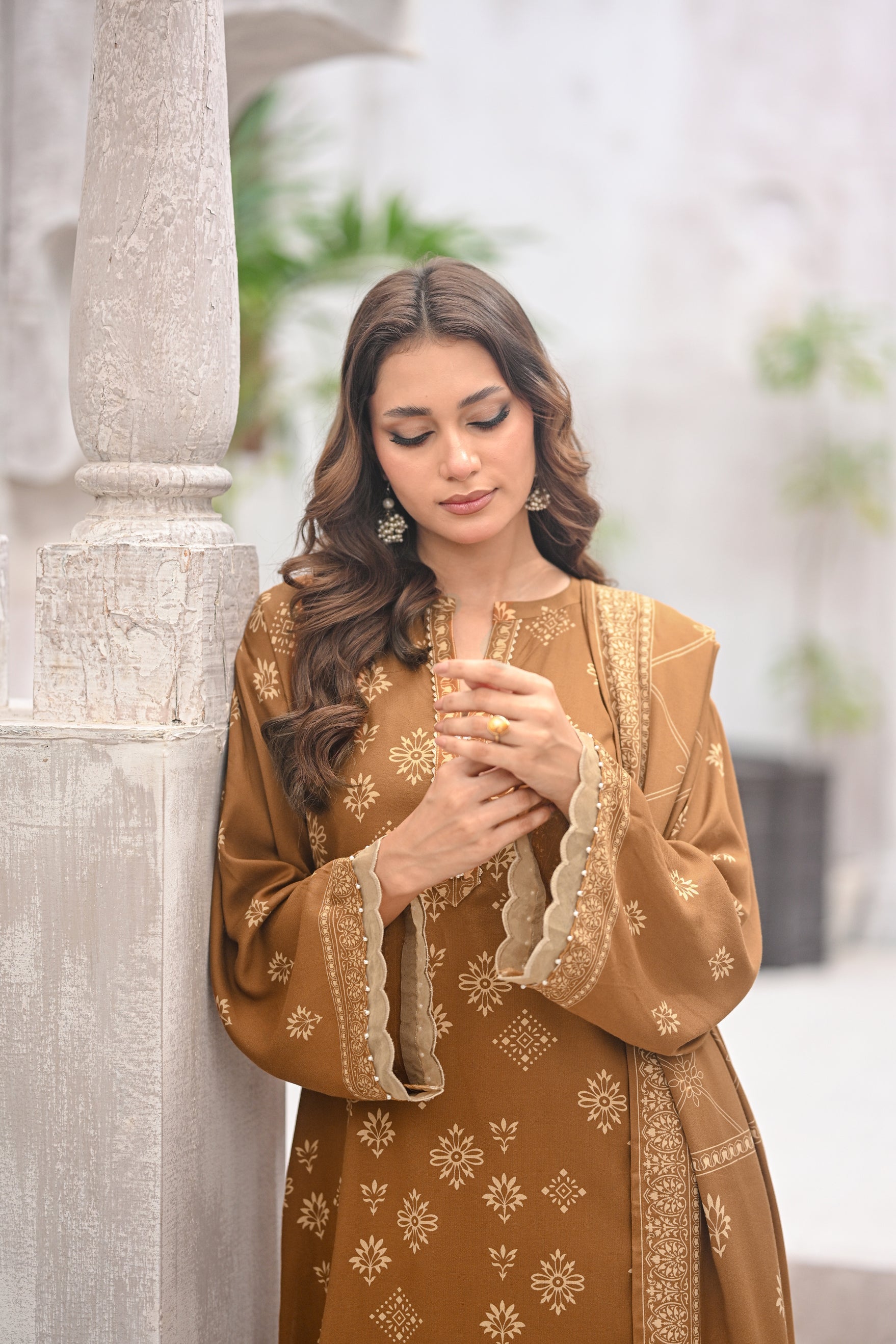 pashmina Unstitched in Mustard