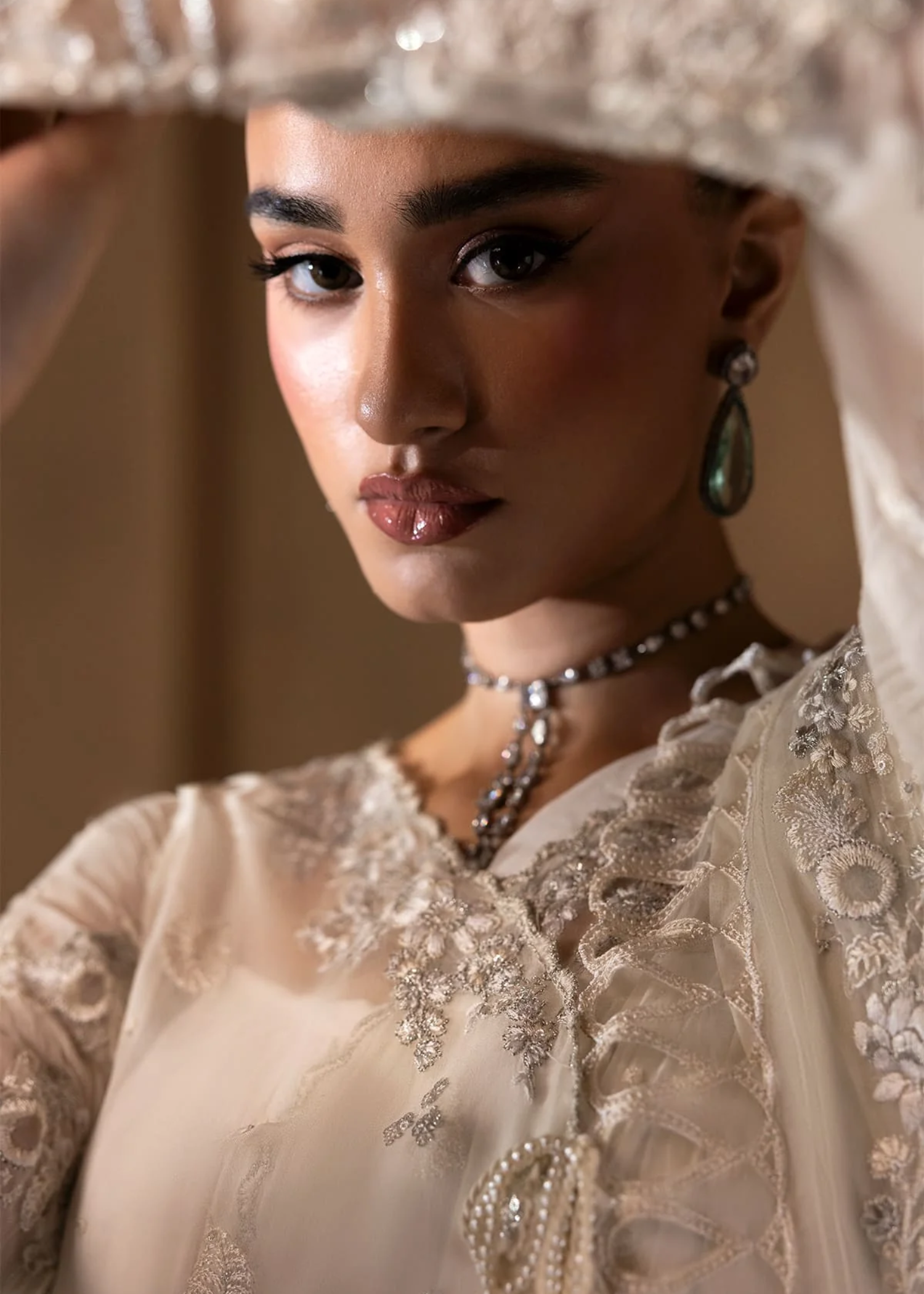 chiffon Angrakha in White smoke