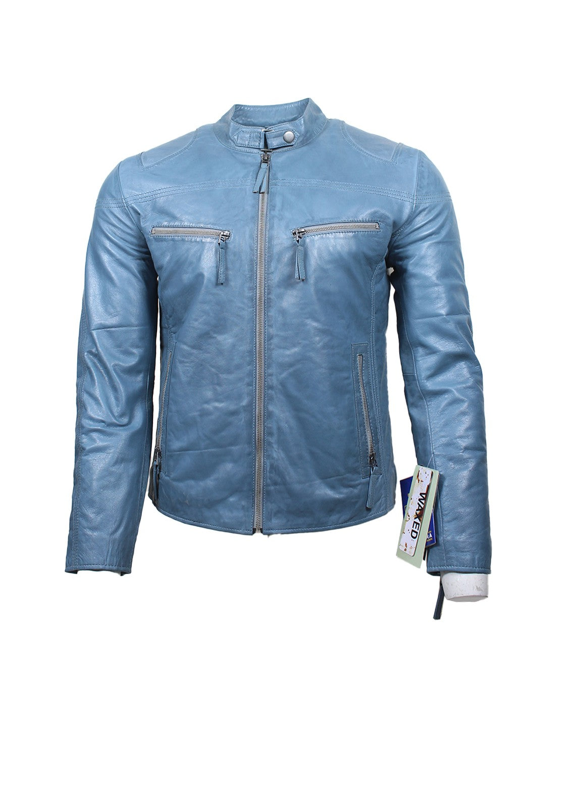 leather Jacket in Light blue by Heeli London