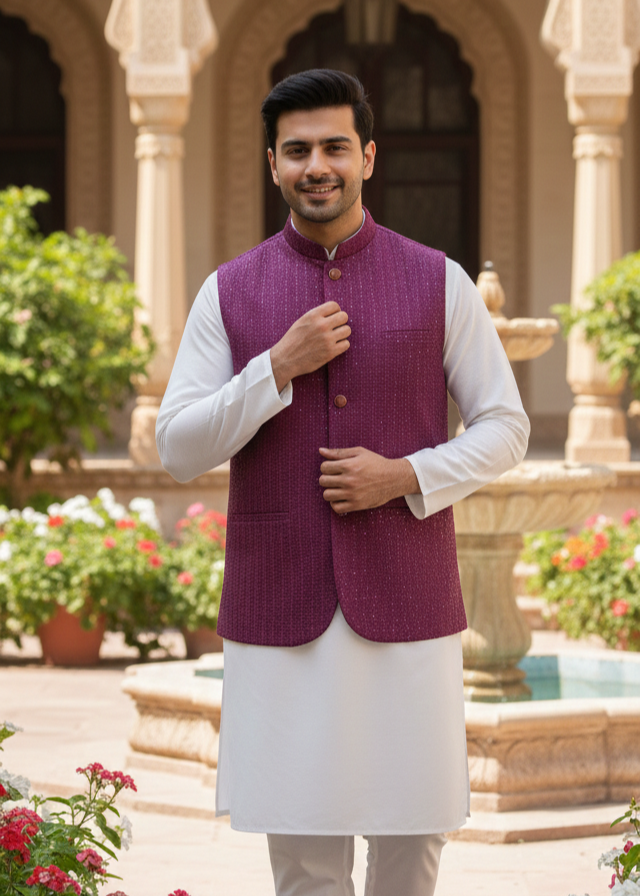 silk Waistcoat in Purple