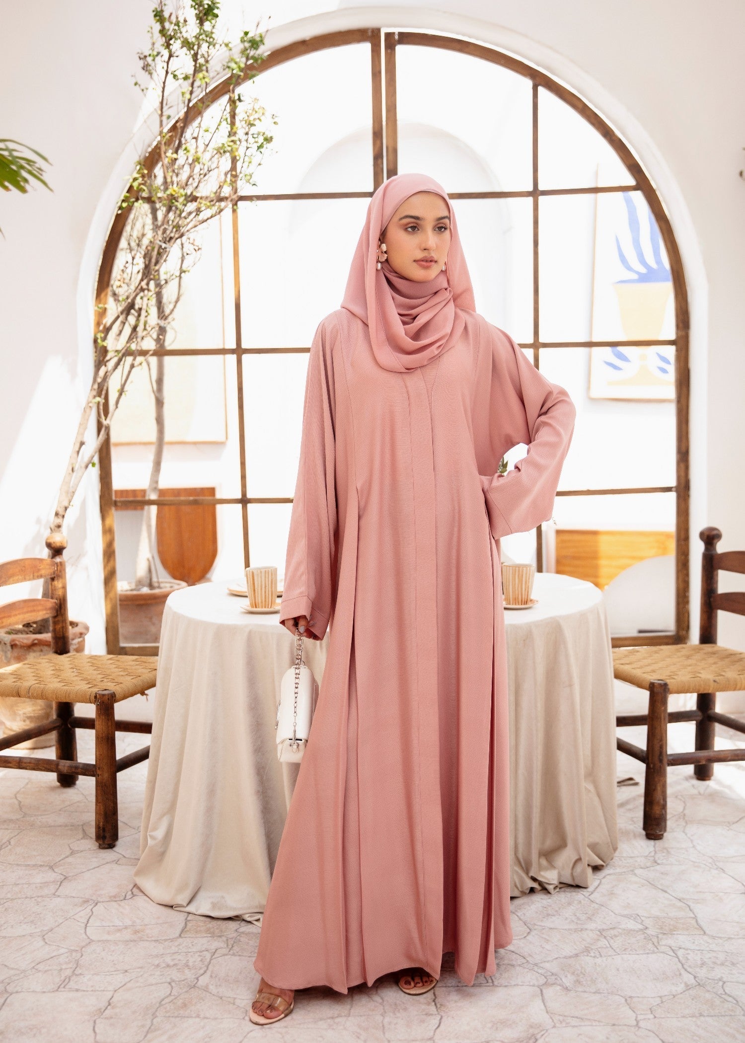 nidha Abaya in Blush pink