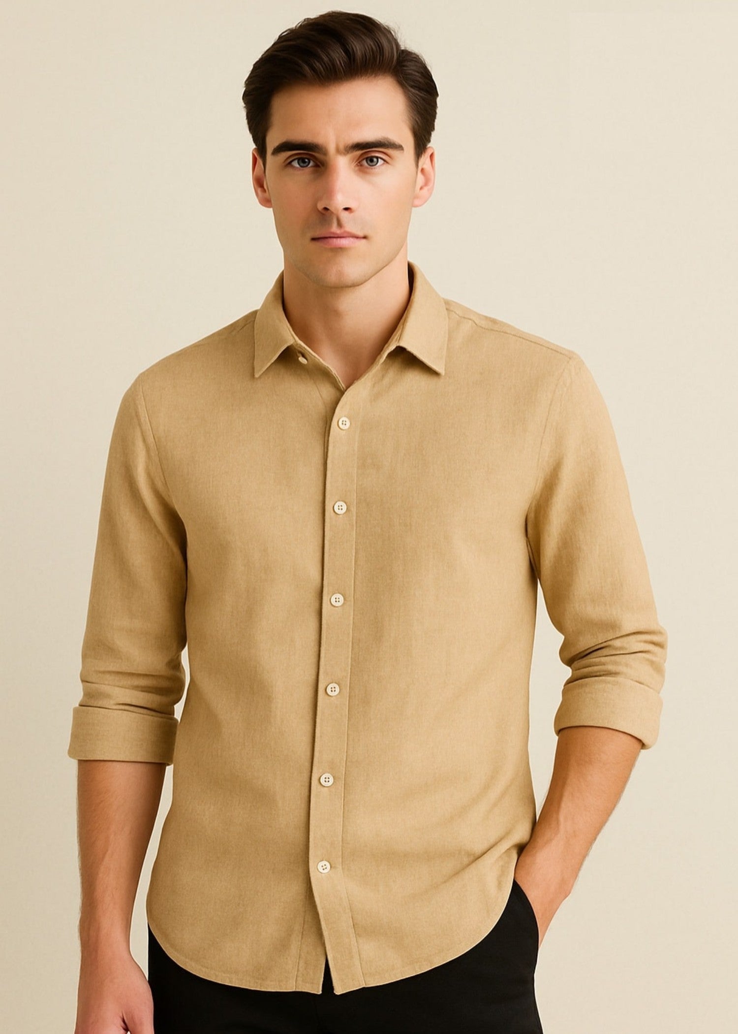 linen Casual Shirt in Beige