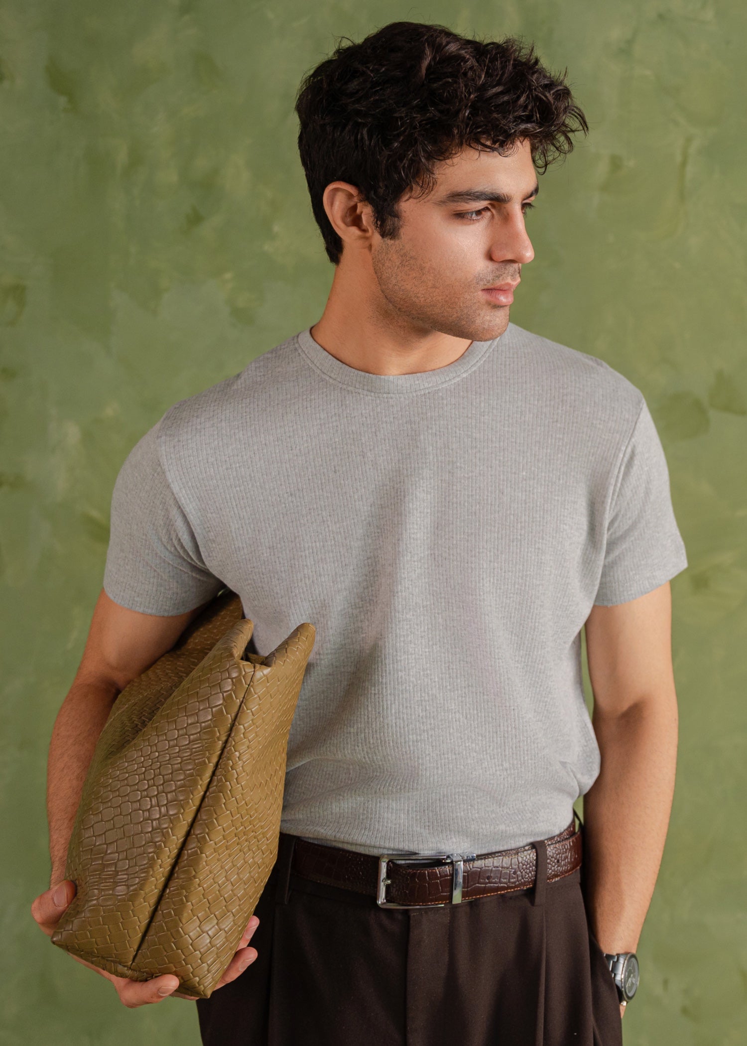 cotton T Shirt in Light grey