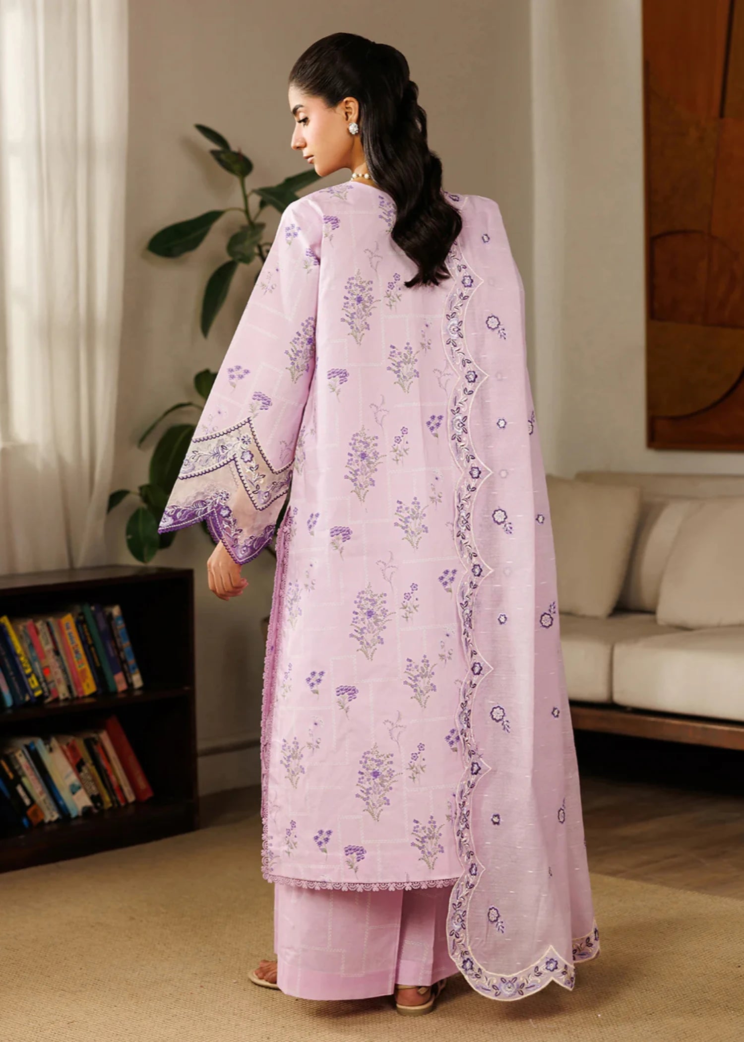 lawn Unstitched in Mauve