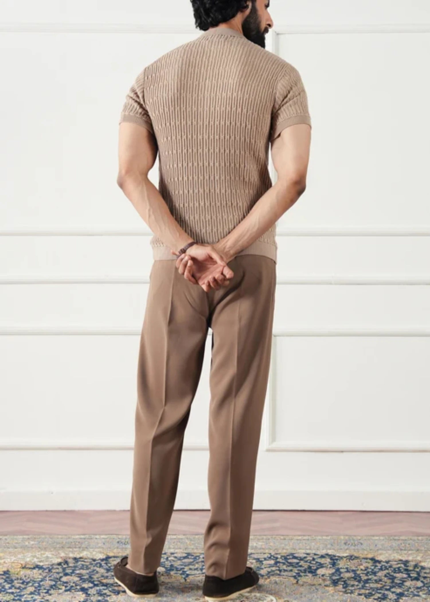 polyester Pants in Camel brown