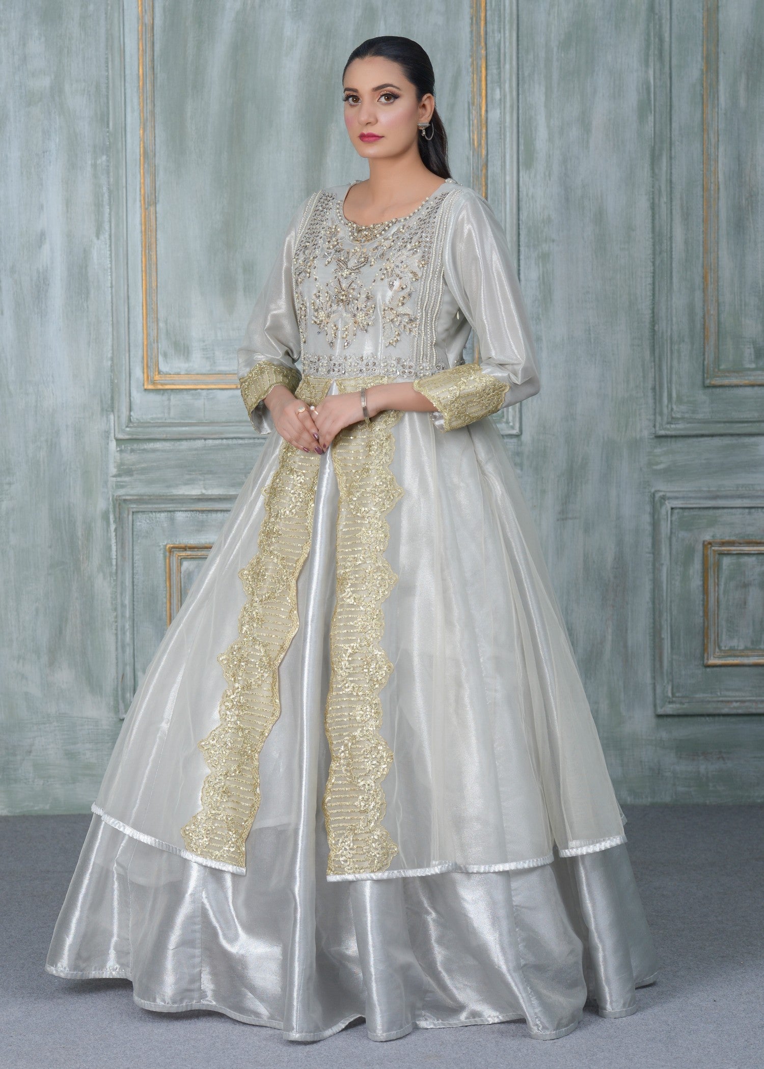 net Maxi in Off-white, silver