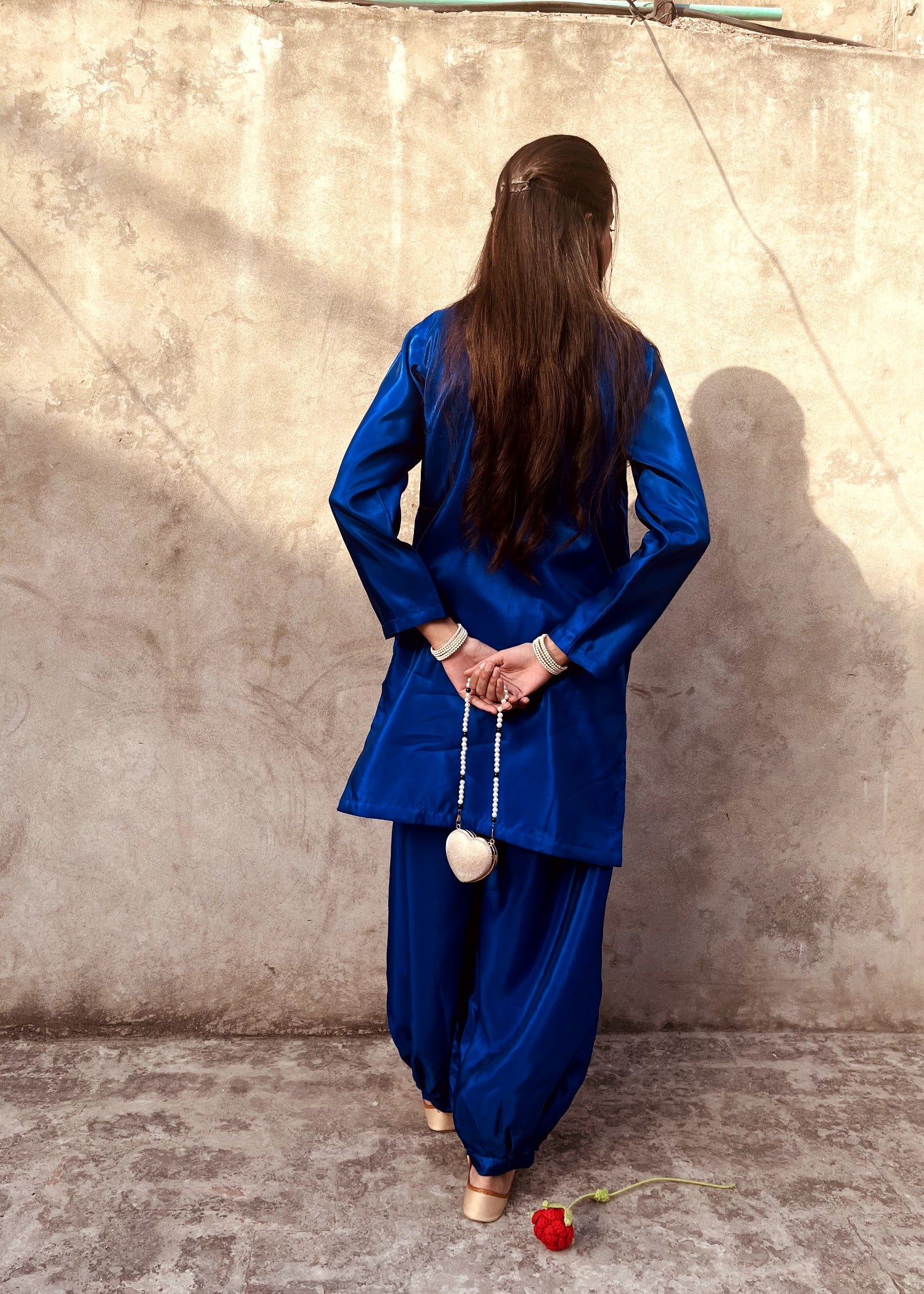 poly silk Co Ord Sets in Sapphire blue