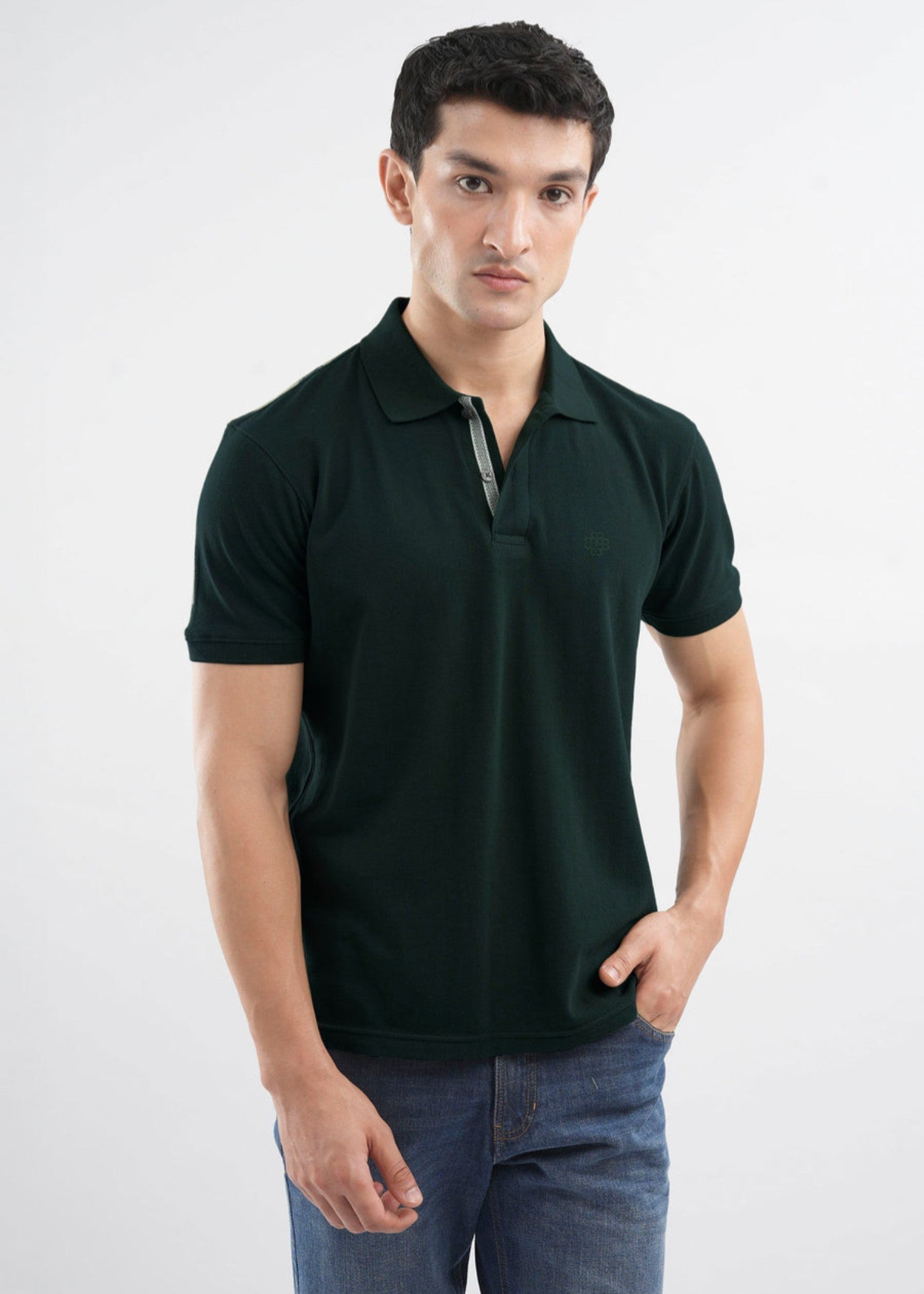 cotton Polo Shirt in Dark green